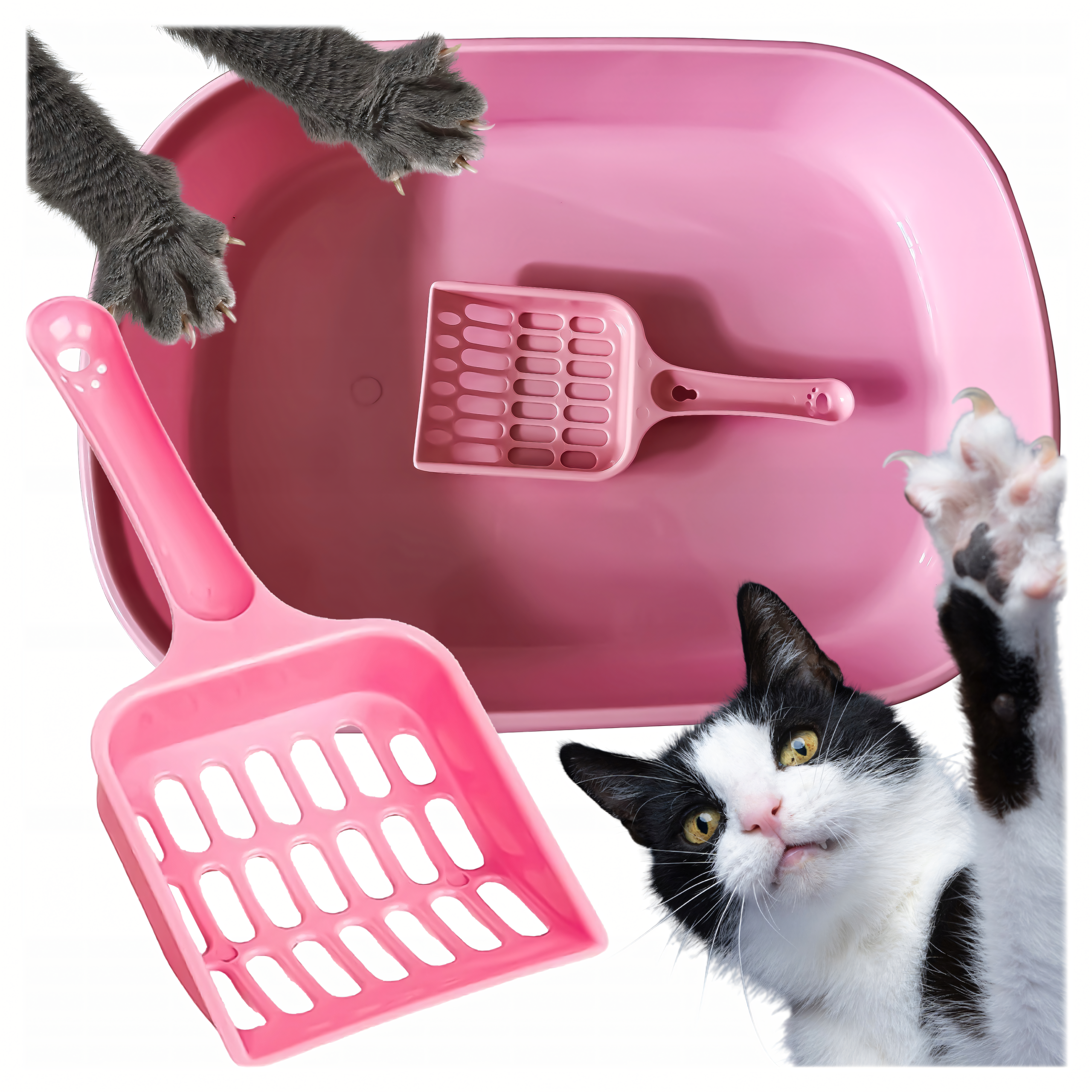 Kuweta dla Kota Kotów Kociąt z Łopatką Toaleta na Żwirek Otwarta Prosta - obrazek 5