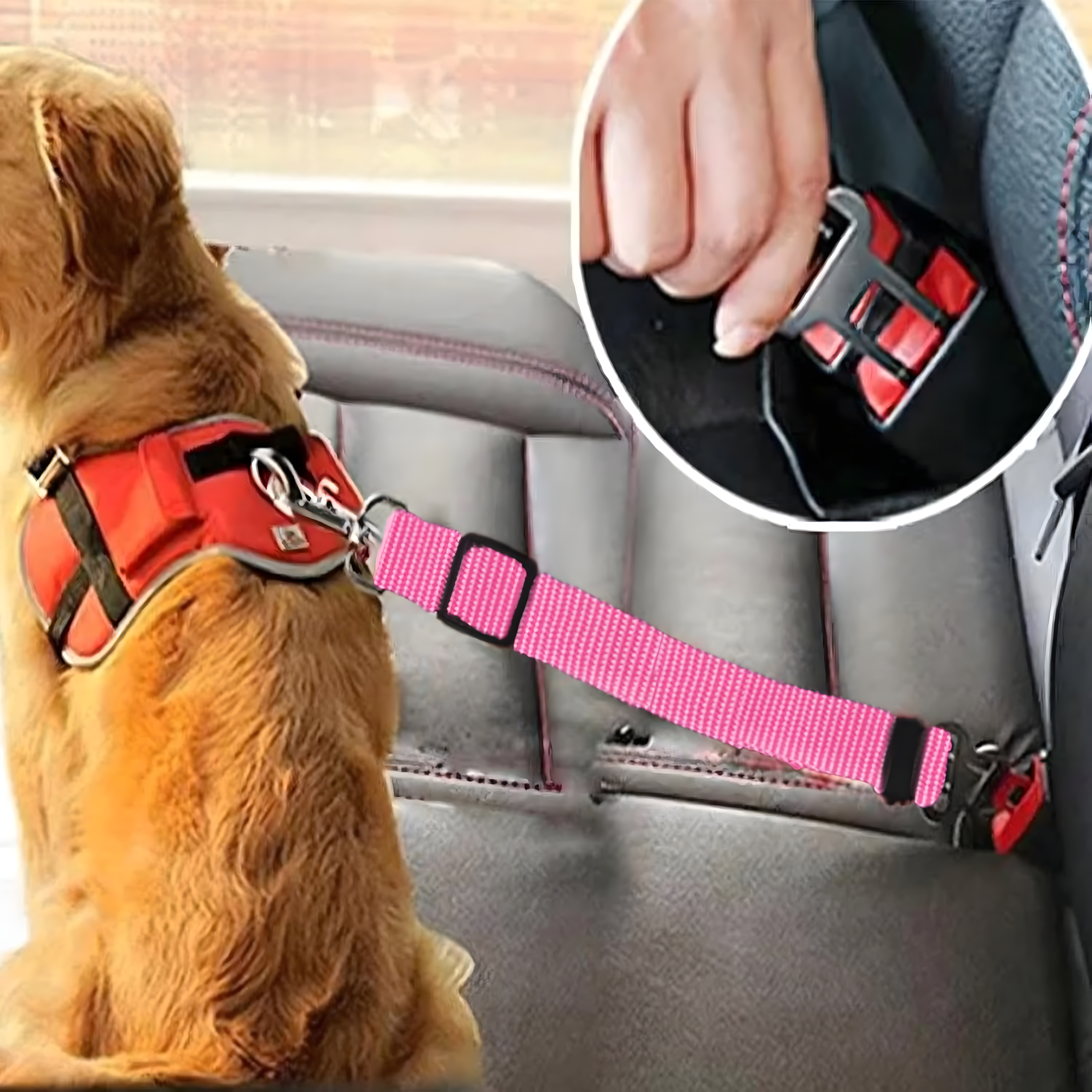 Pas Bezpieczeństwa dla Psa Kota do Samochodu Smycz Regulowana do Auta - obrazek 6