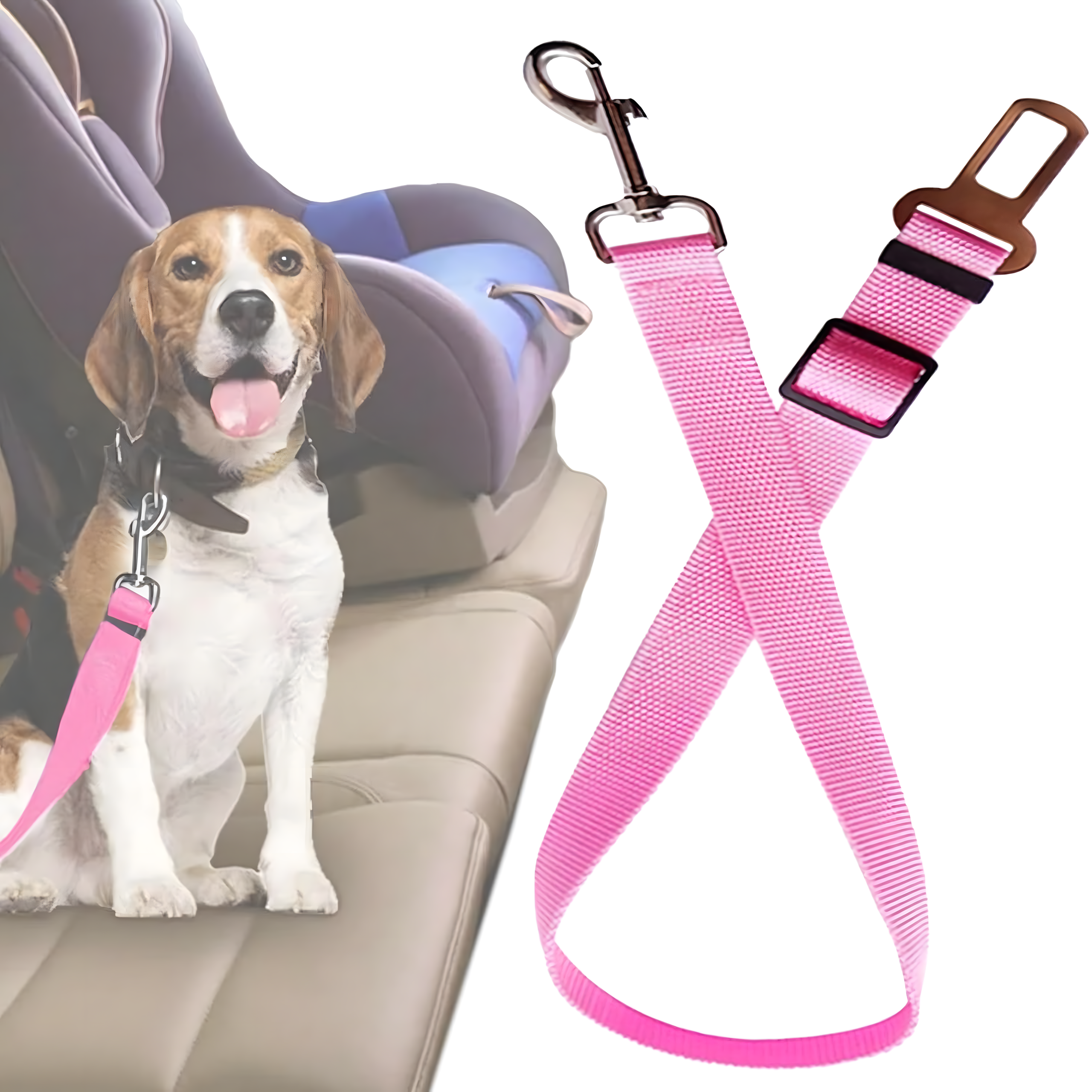 Pas Bezpieczeństwa dla Psa Kota do Samochodu Smycz Regulowana do Auta - obrazek 9