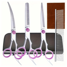 Profesjonalne Nożyczki do Strzyżenia Zwierząt Psów i Kotów Zestaw 4ele Etui