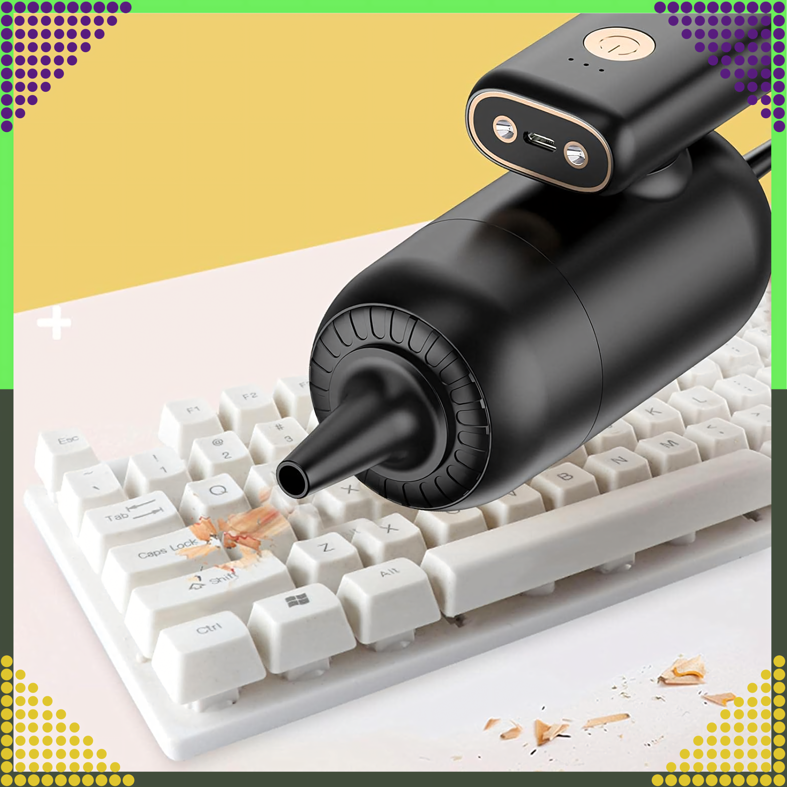 Ręczny Odkurzacz Samochodowy Bezprzewodowy do Auta Domu 2w1 Dmuchawa Led - obrazek 3