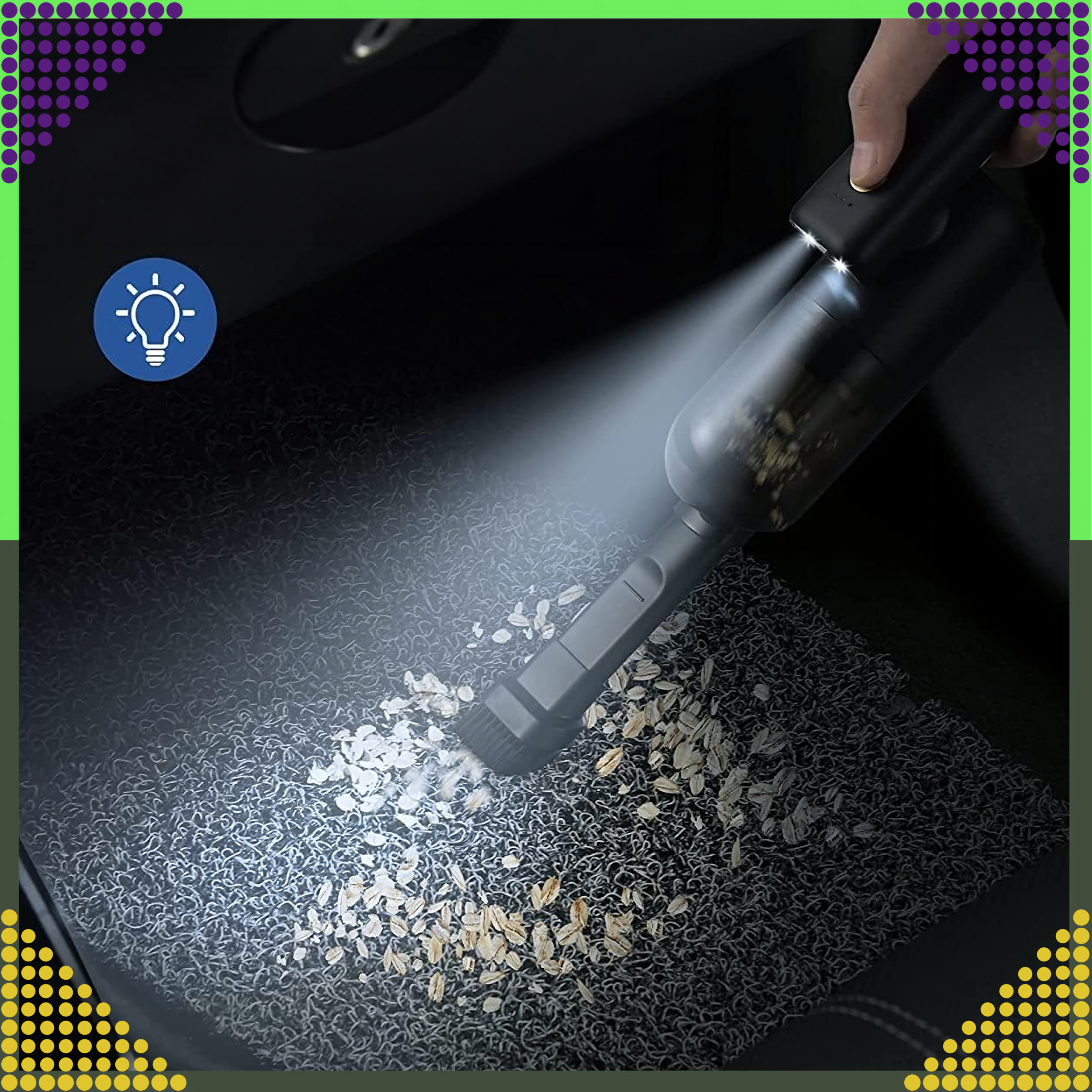 Ręczny Odkurzacz Samochodowy Bezprzewodowy do Auta Domu 2w1 Dmuchawa Led - obrazek 4