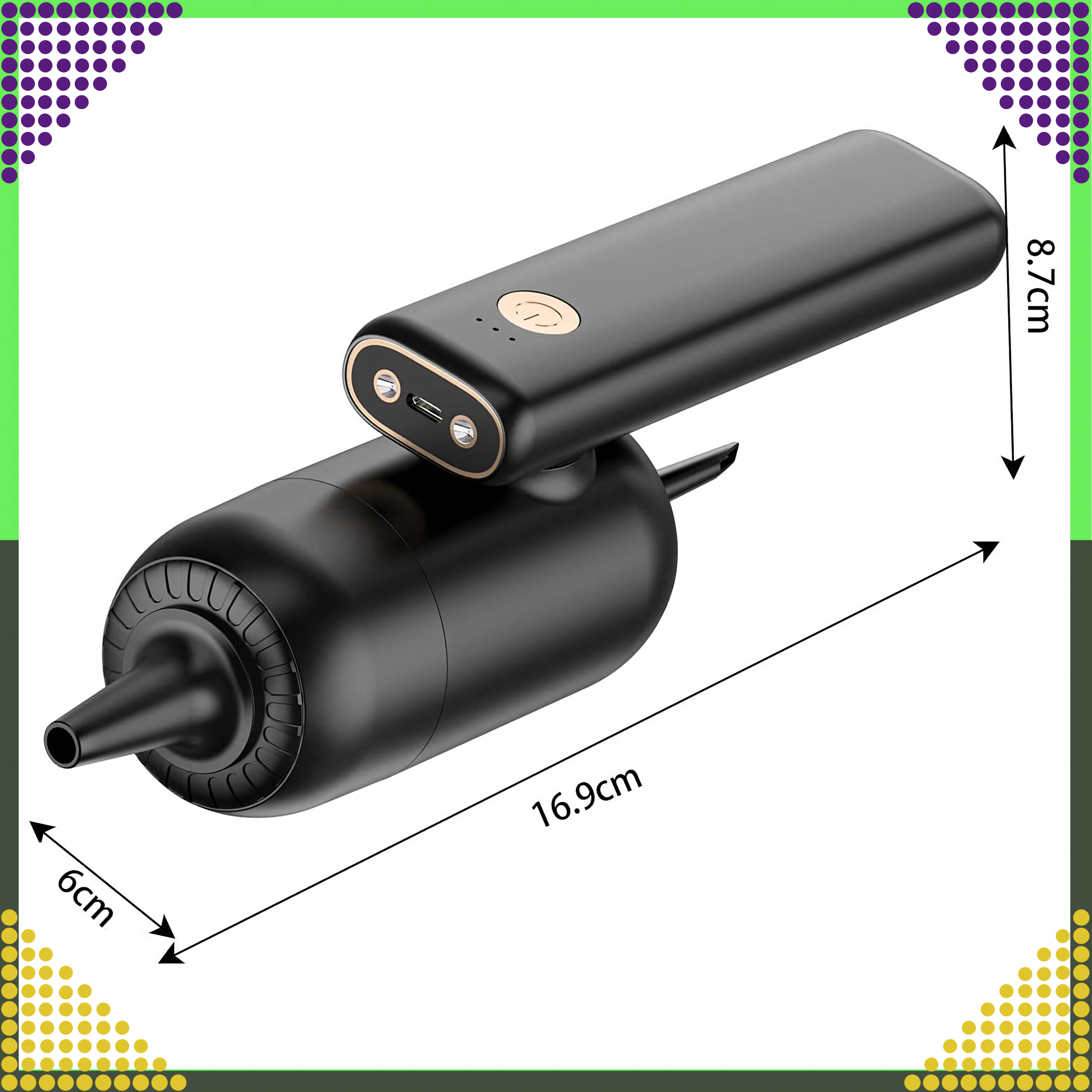 Ręczny Odkurzacz Samochodowy Bezprzewodowy do Auta Domu 2w1 Dmuchawa Led - obrazek 5