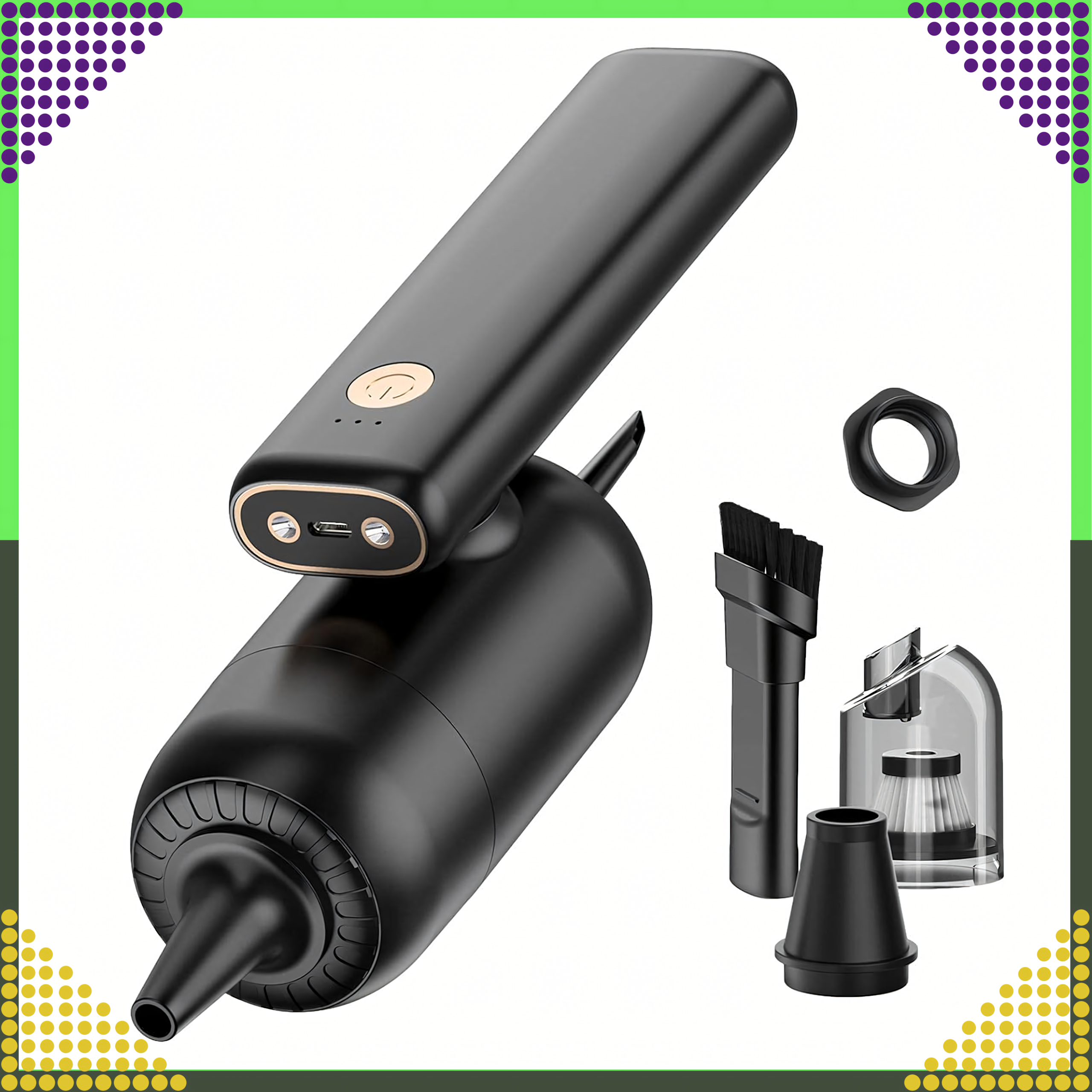 Ręczny Odkurzacz Samochodowy Bezprzewodowy do Auta Domu 2w1 Dmuchawa Led - obrazek 6