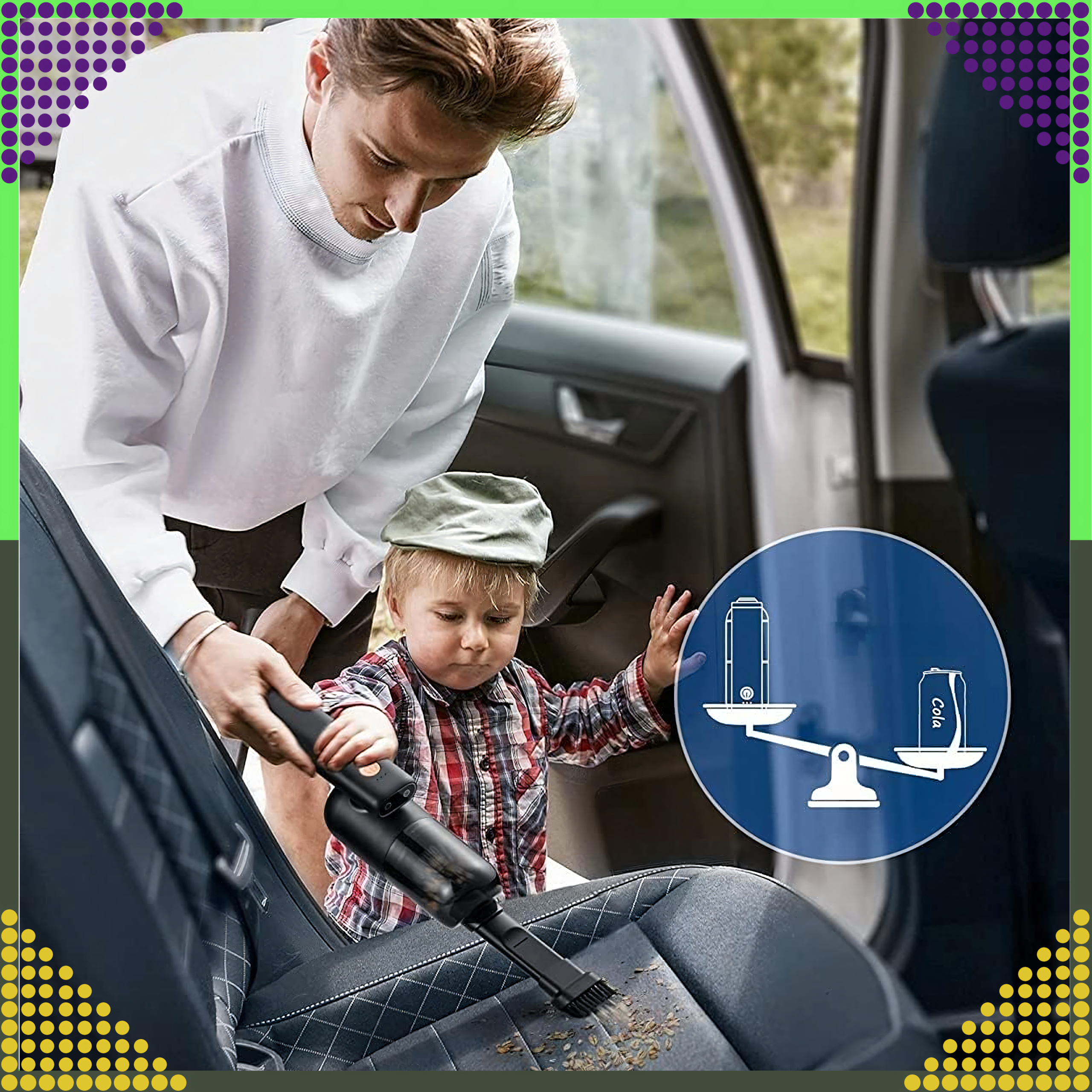 Ręczny Odkurzacz Samochodowy Bezprzewodowy do Auta Domu 2w1 Dmuchawa Led - obrazek 7