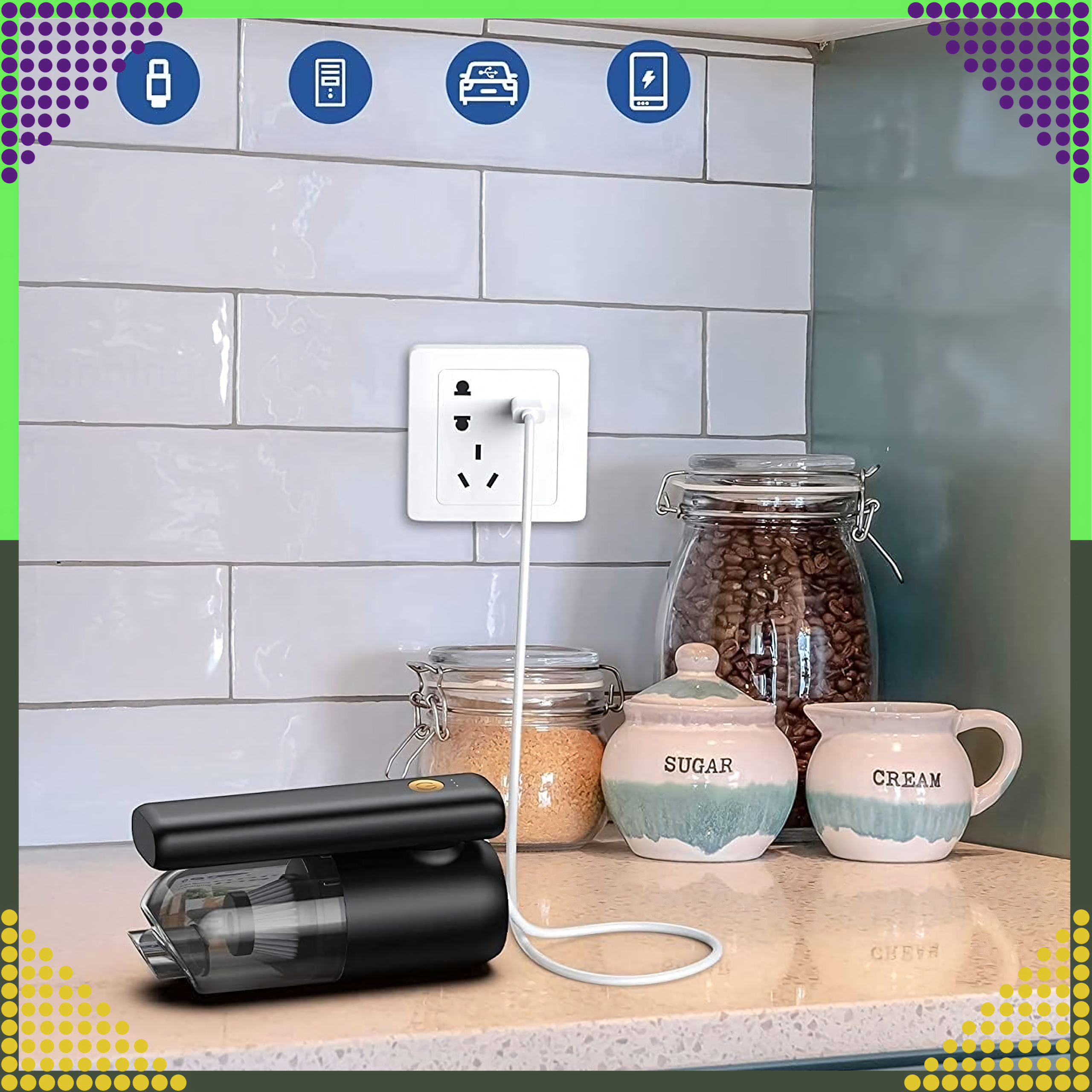 Ręczny Odkurzacz Samochodowy Bezprzewodowy do Auta Domu 2w1 Dmuchawa Led - obrazek 11