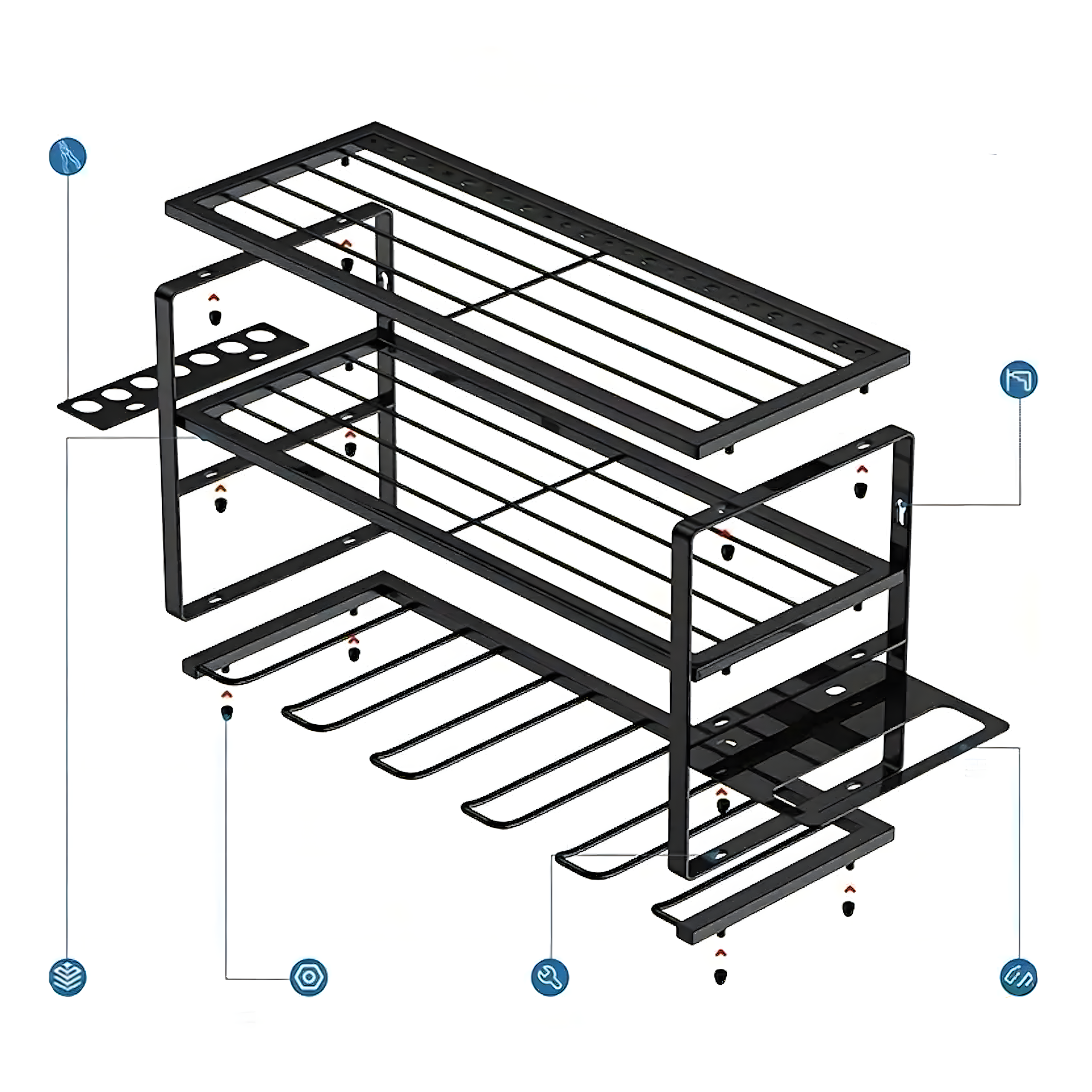 Regał Garażowy Ścienny Półka Wieszak Organizer na Elektronarzędzia Mocny