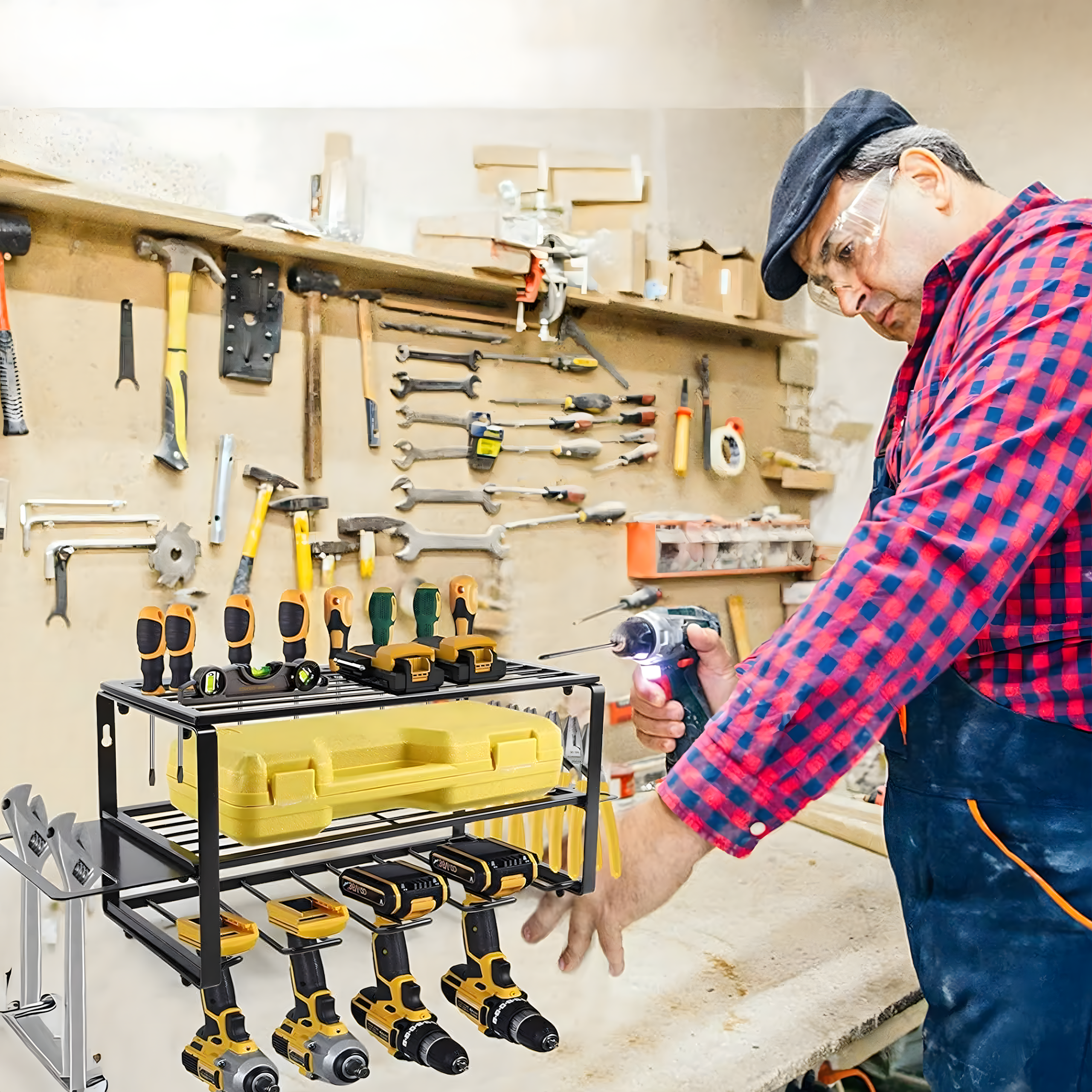 Regał Garażowy Ścienny Półka Wieszak Organizer na Elektronarzędzia Mocny - obrazek 4