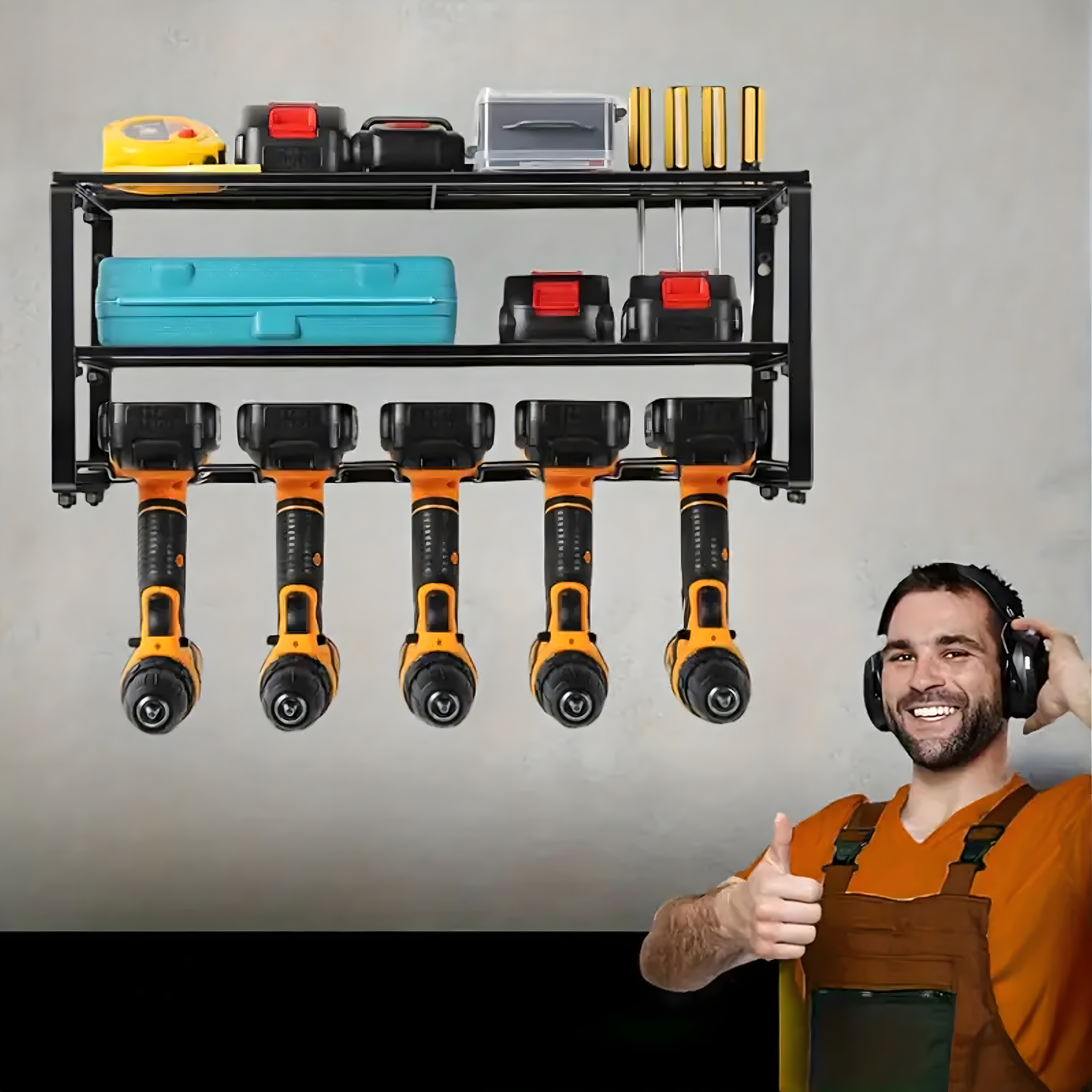 Regał Garażowy Ścienny Półka Wieszak Organizer na Elektronarzędzia Mocny - obrazek 11