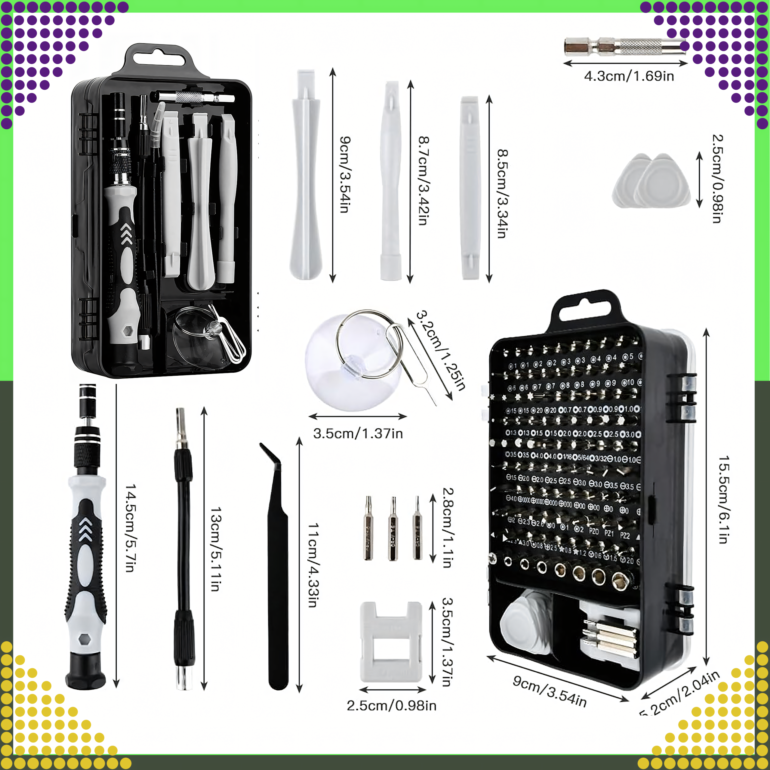 Zestaw Śrubokrętów Precyzyjnych Wkrętaki Torx Śrubokręty Precyzyjne 118w1 - obrazek 3