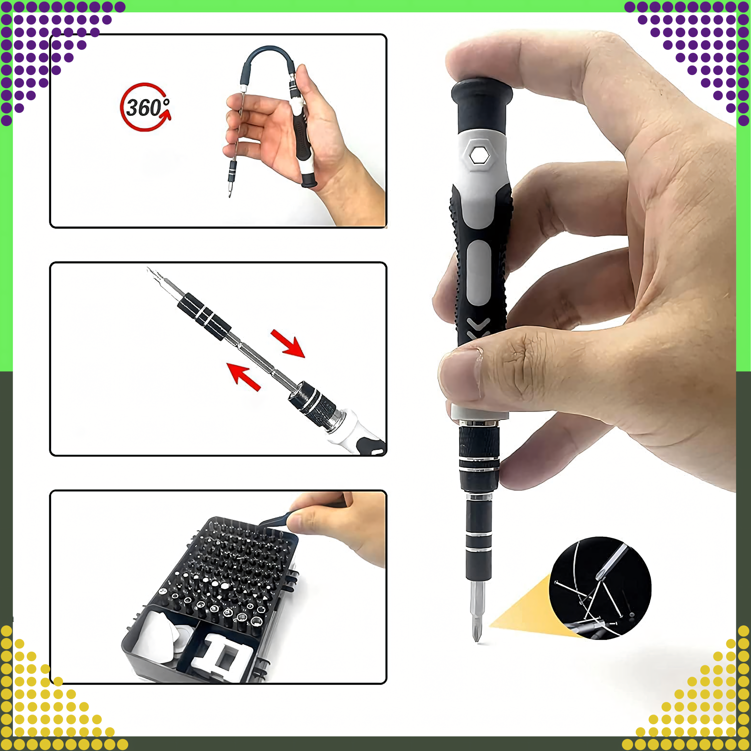 Zestaw Śrubokrętów Precyzyjnych Wkrętaki Torx Śrubokręty Precyzyjne 118w1 - obrazek 4