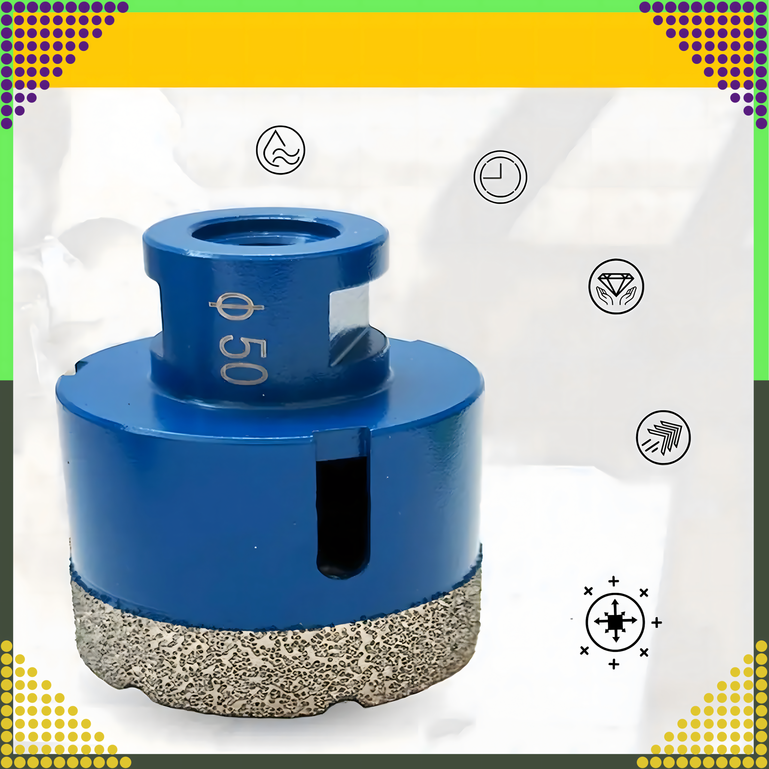 Zestaw Otwornic Koronki Wiertła Diamentowe do Gresu Płytek 6-68mm Walizka - obrazek 5