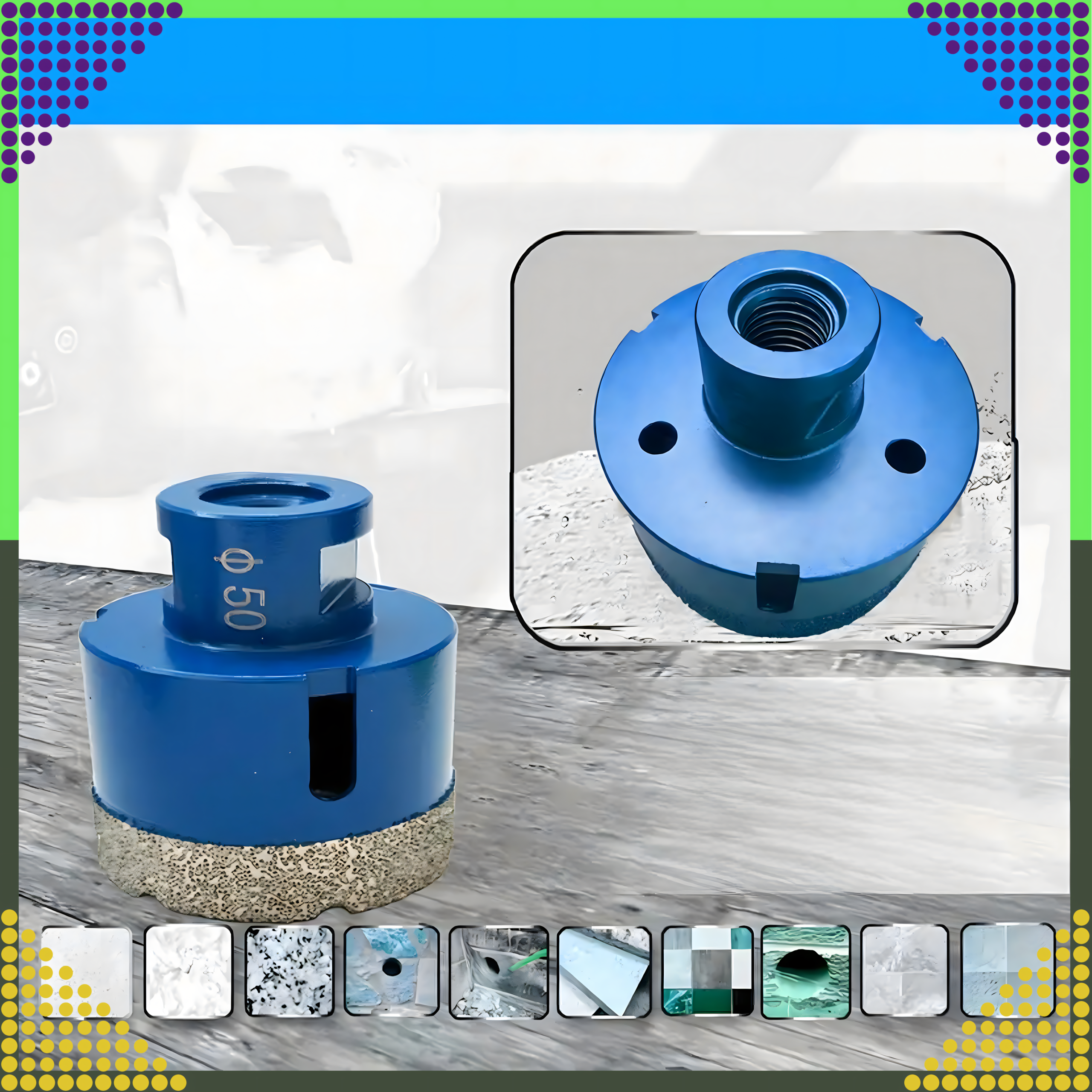 Zestaw Otwornic Koronki Wiertła Diamentowe do Gresu Płytek 6-68mm Walizka - obrazek 6