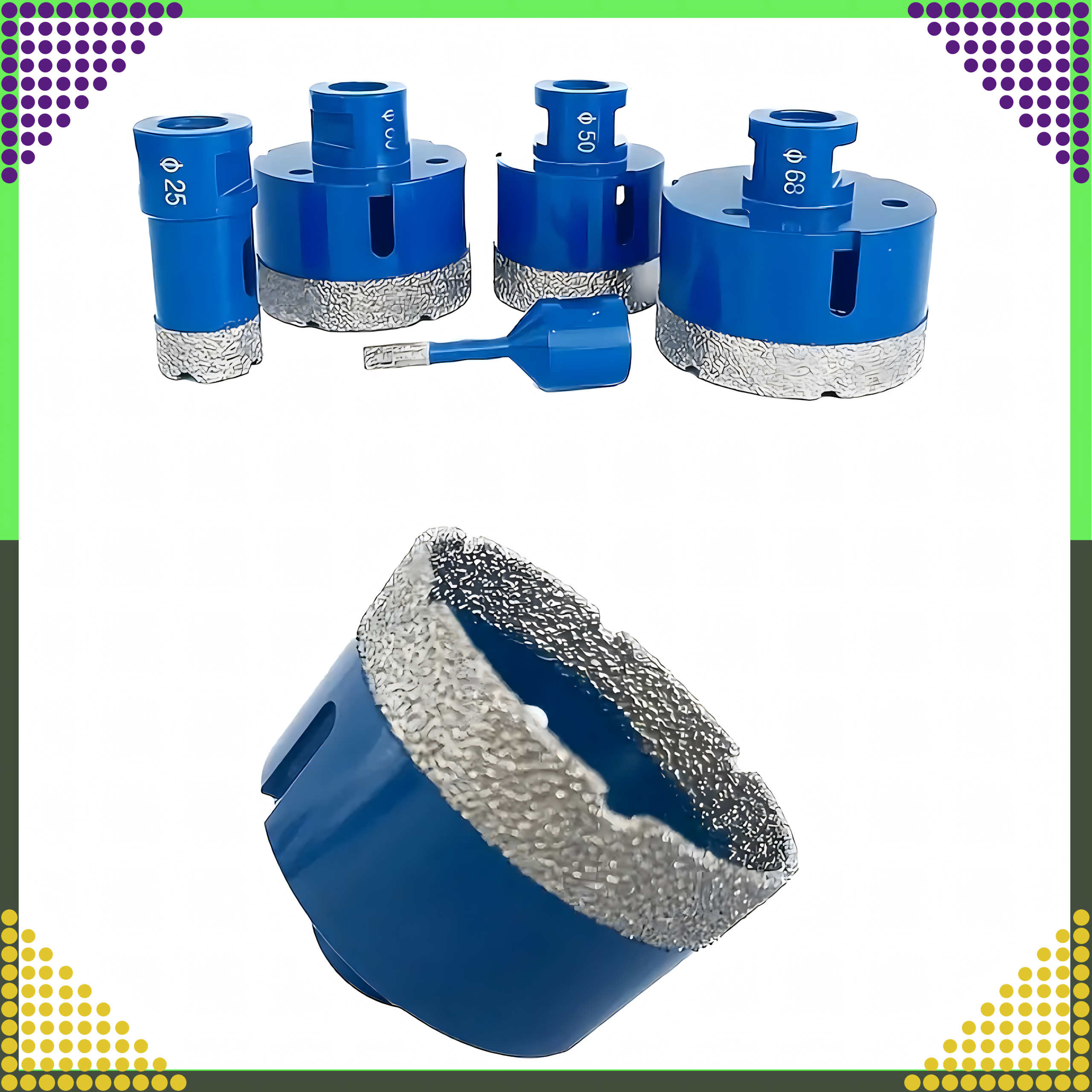 Zestaw Otwornic Koronki Wiertła Diamentowe do Gresu Płytek 6-68mm Walizka - obrazek 7