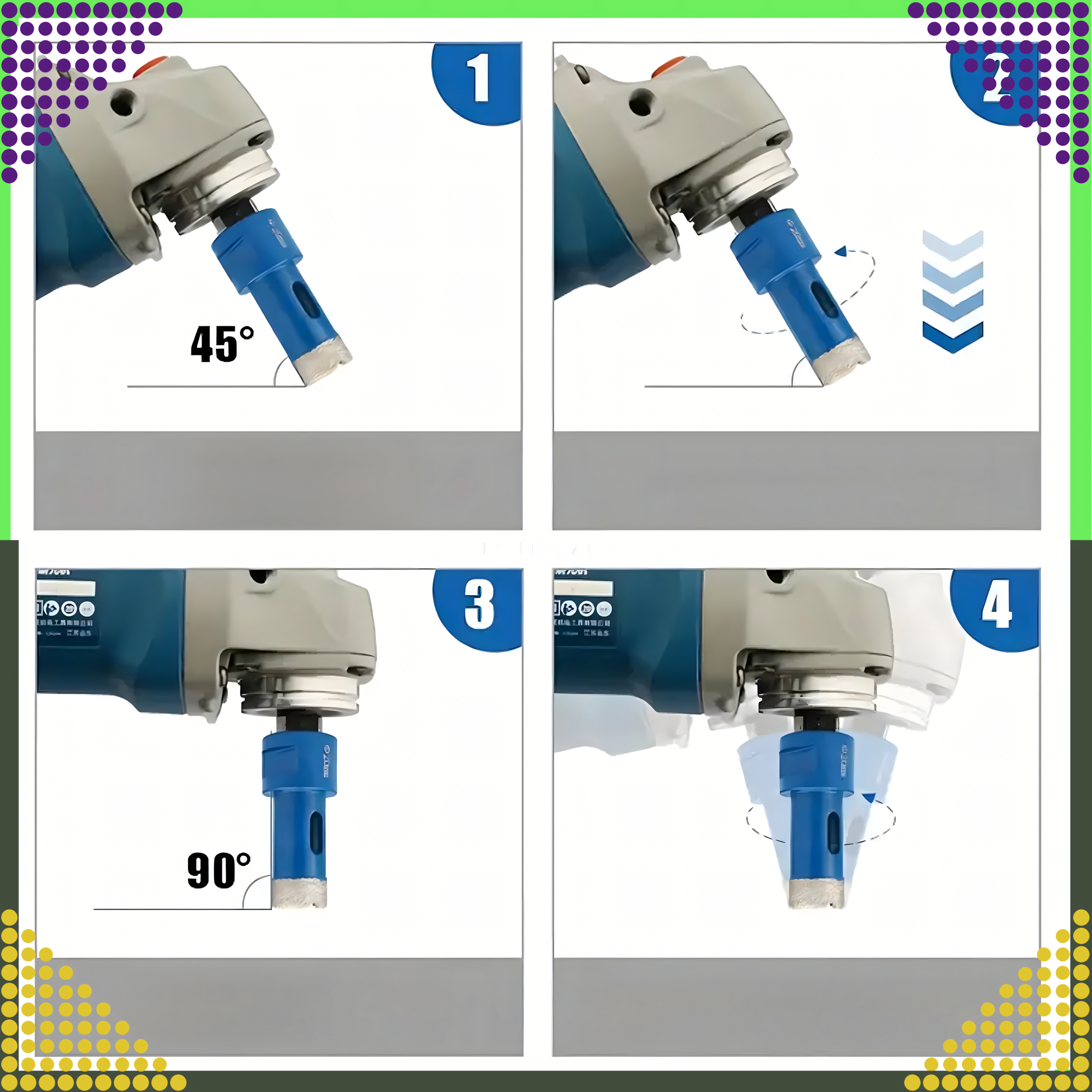 Zestaw Otwornic Koronki Wiertła Diamentowe do Gresu Płytek 6-68mm Walizka - obrazek 10