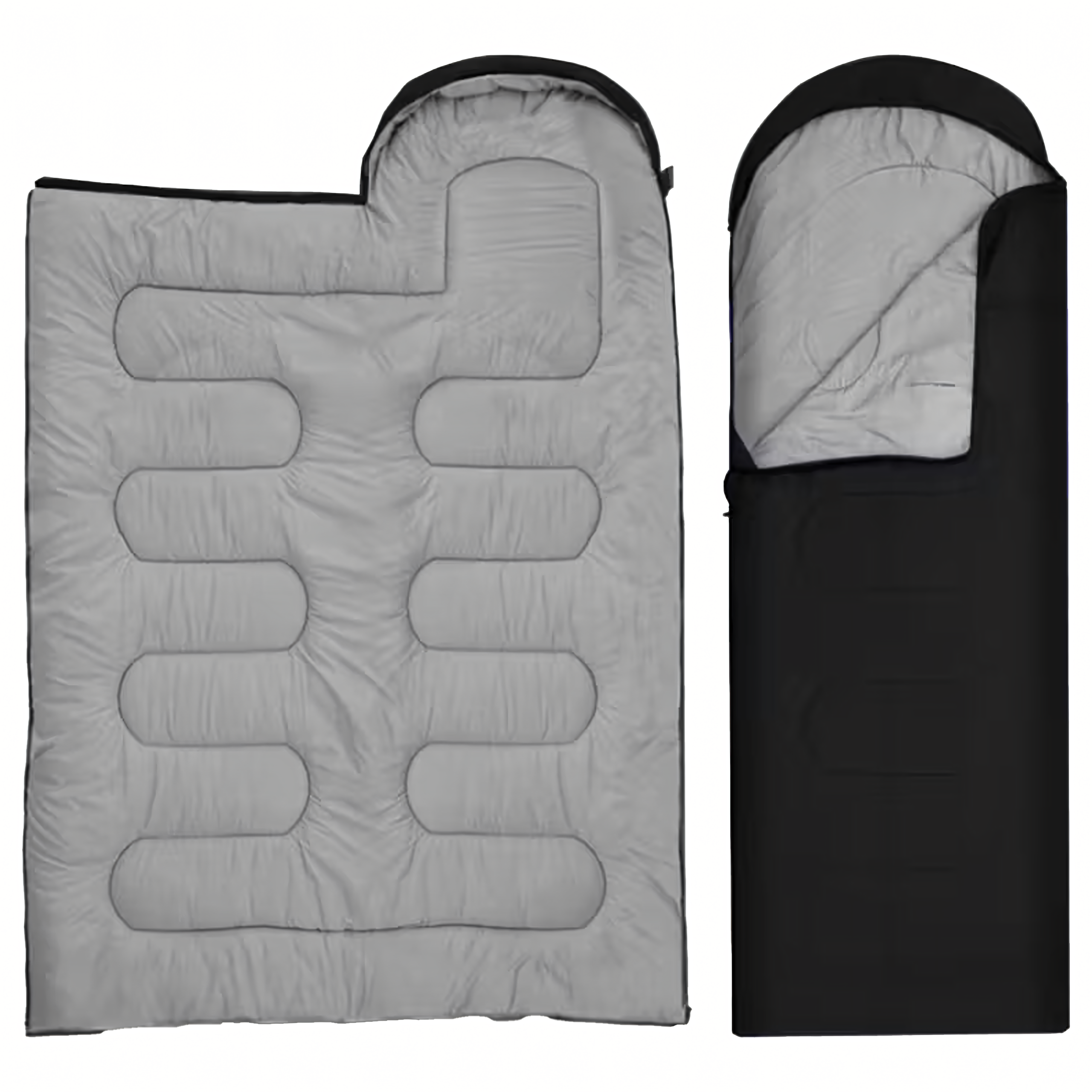 Śpiwór 2w1 Mumia Turystyczny Lekki Ciepły Kołdra Kaptur 210x75 cm Czarny 950g - obrazek 8