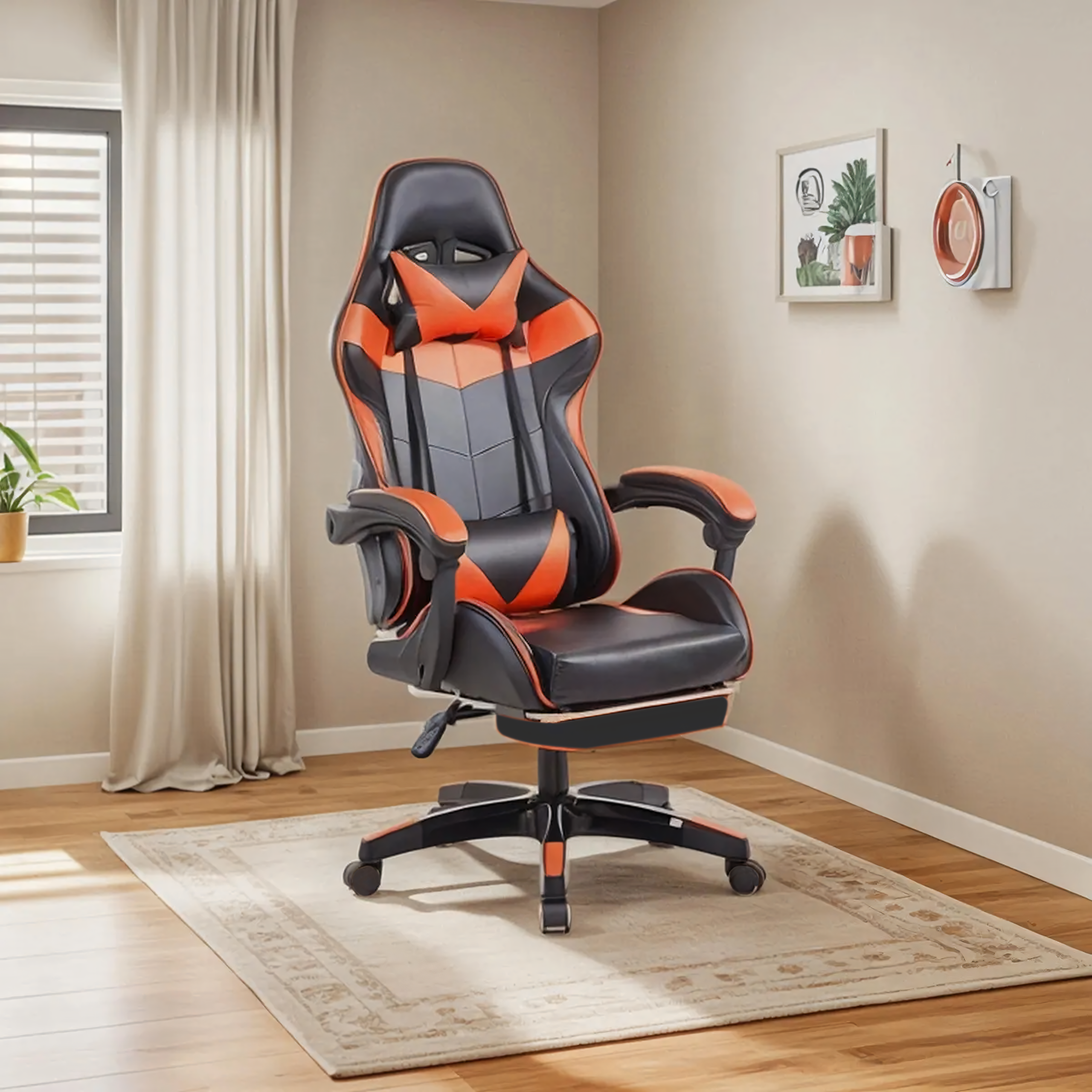 17 x Fotel Gamingowy Biurowy Obrotowy Kubełkowy Krzeszło z Podnóżkiem do 150 kg - obrazek 3