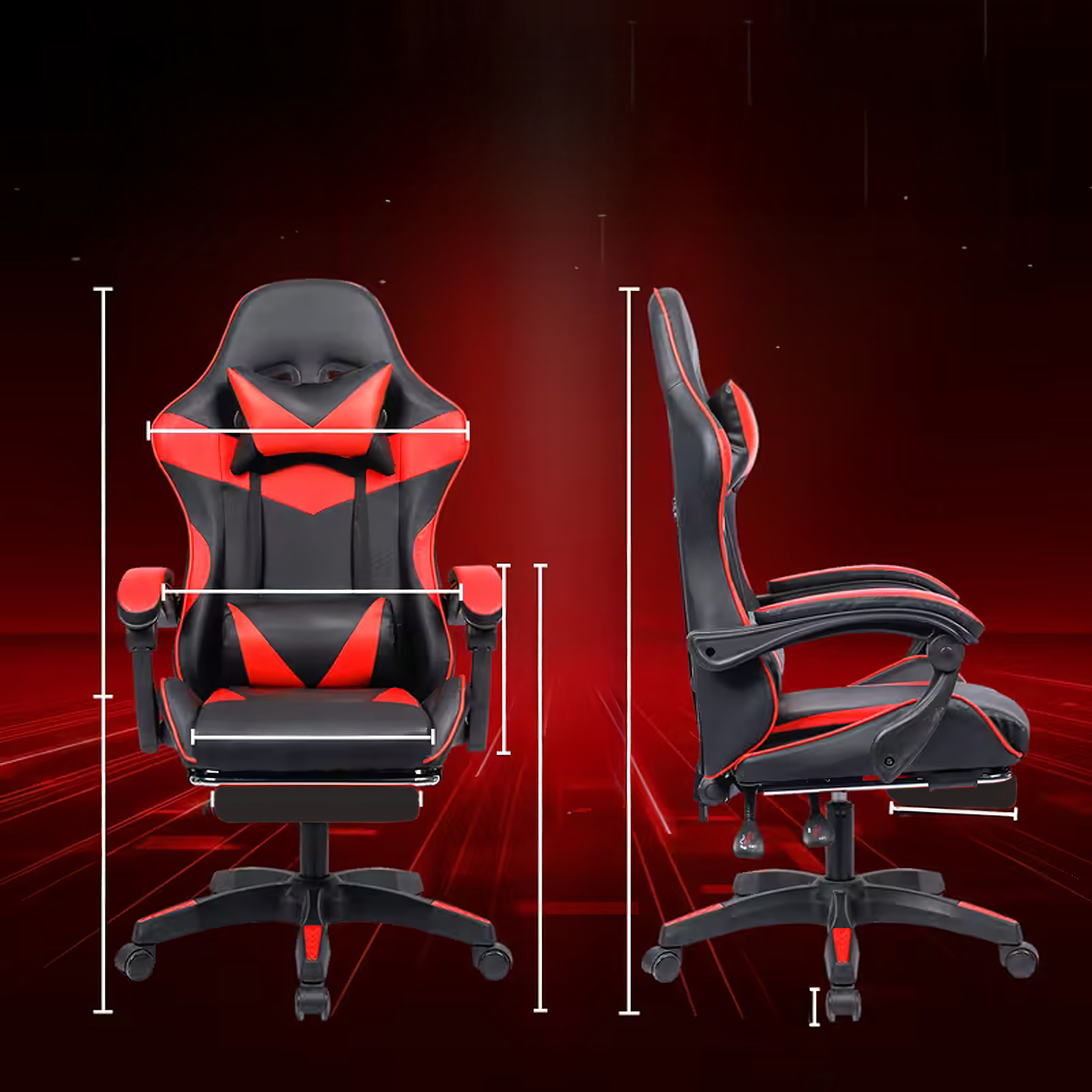 17 x Fotel Gamingowy Biurowy Obrotowy Kubełkowy Krzeszło z Podnóżkiem do 150 kg - obrazek 7