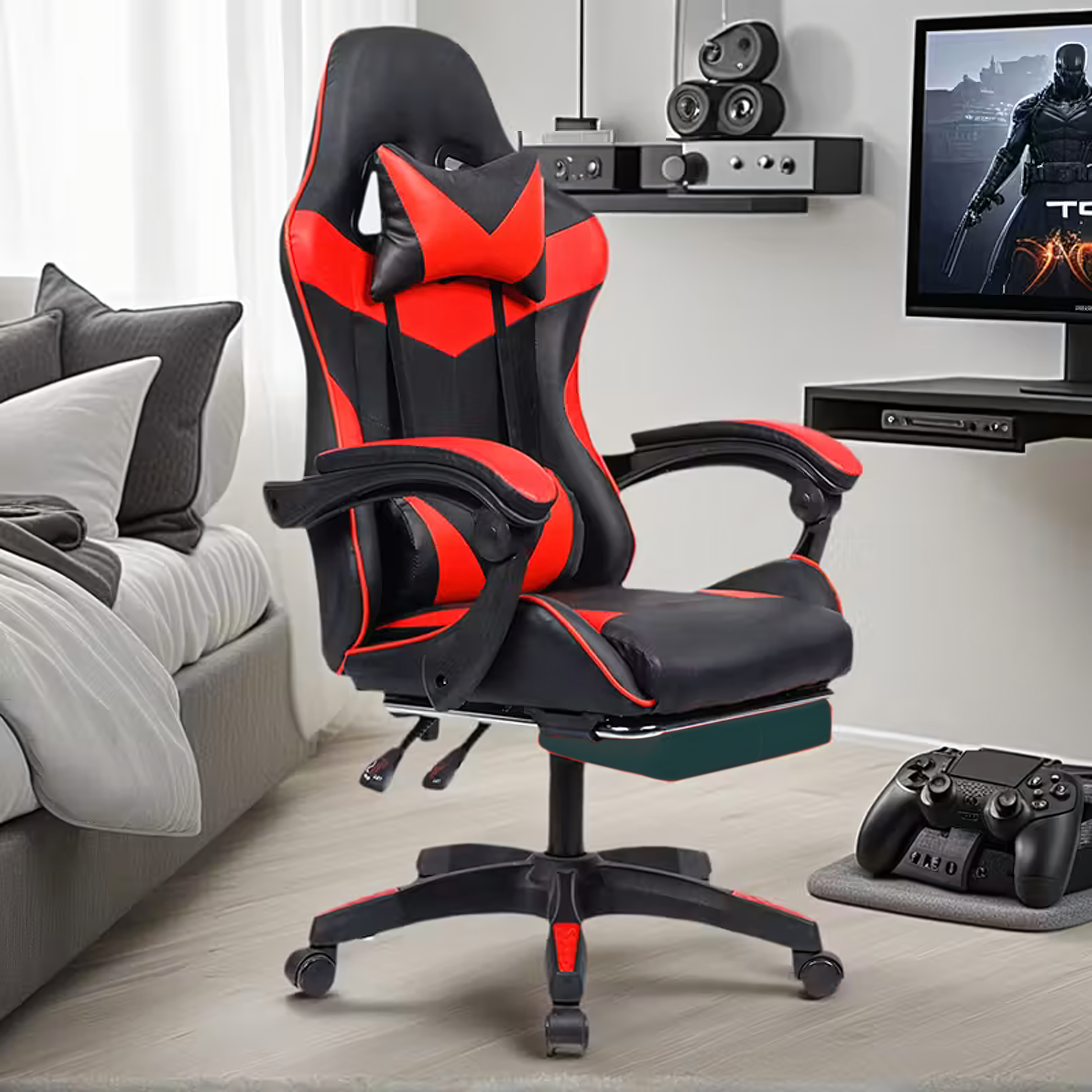 17 x Fotel Gamingowy Biurowy Obrotowy Kubełkowy Krzeszło z Podnóżkiem do 150 kg - obrazek 10