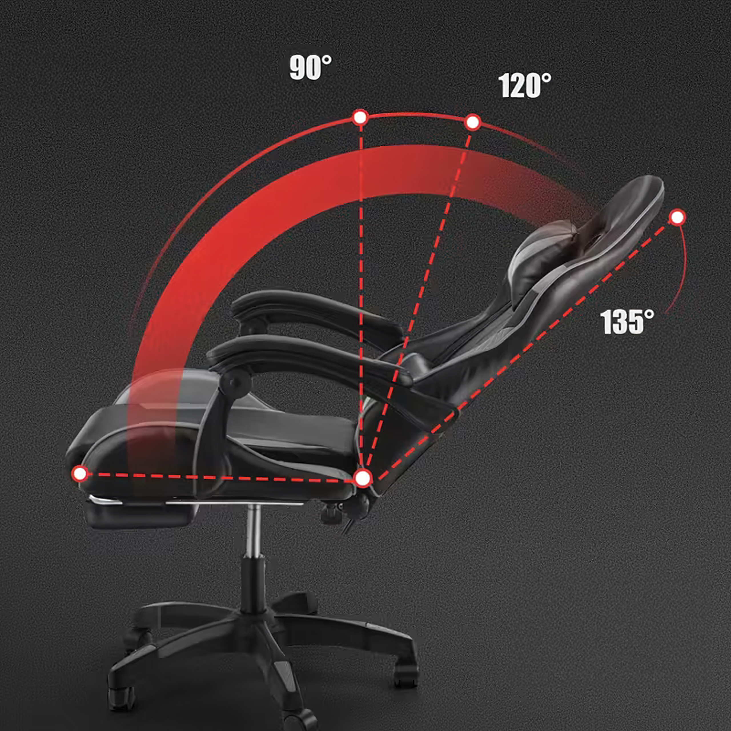 17x Fotel Gamingowy Biurowy Obrotowy Kubełkowy Krzeszło z Podnóżkiem do 150 kg - obrazek 4