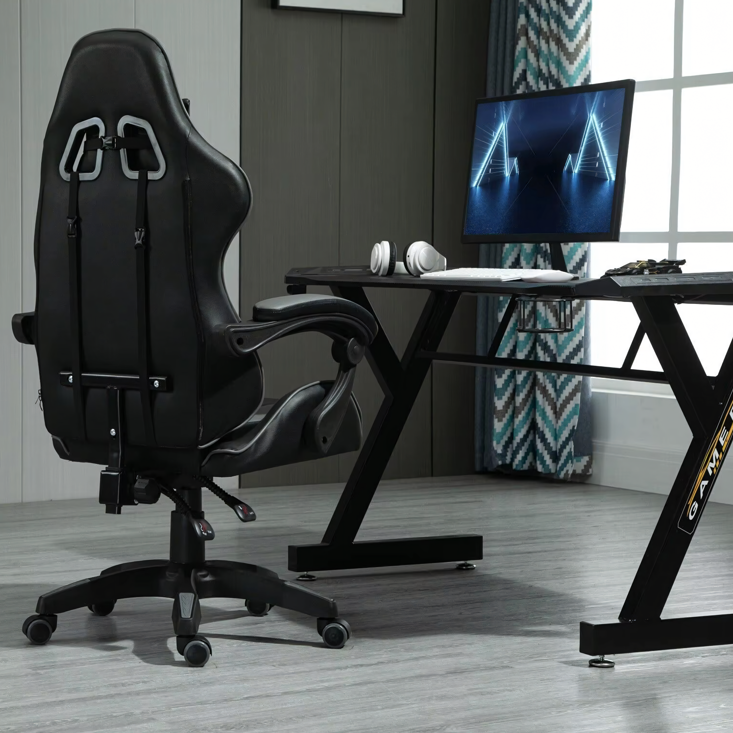 17x Fotel Gamingowy Biurowy Obrotowy Kubełkowy Krzeszło z Podnóżkiem do 150 kg - obrazek 5