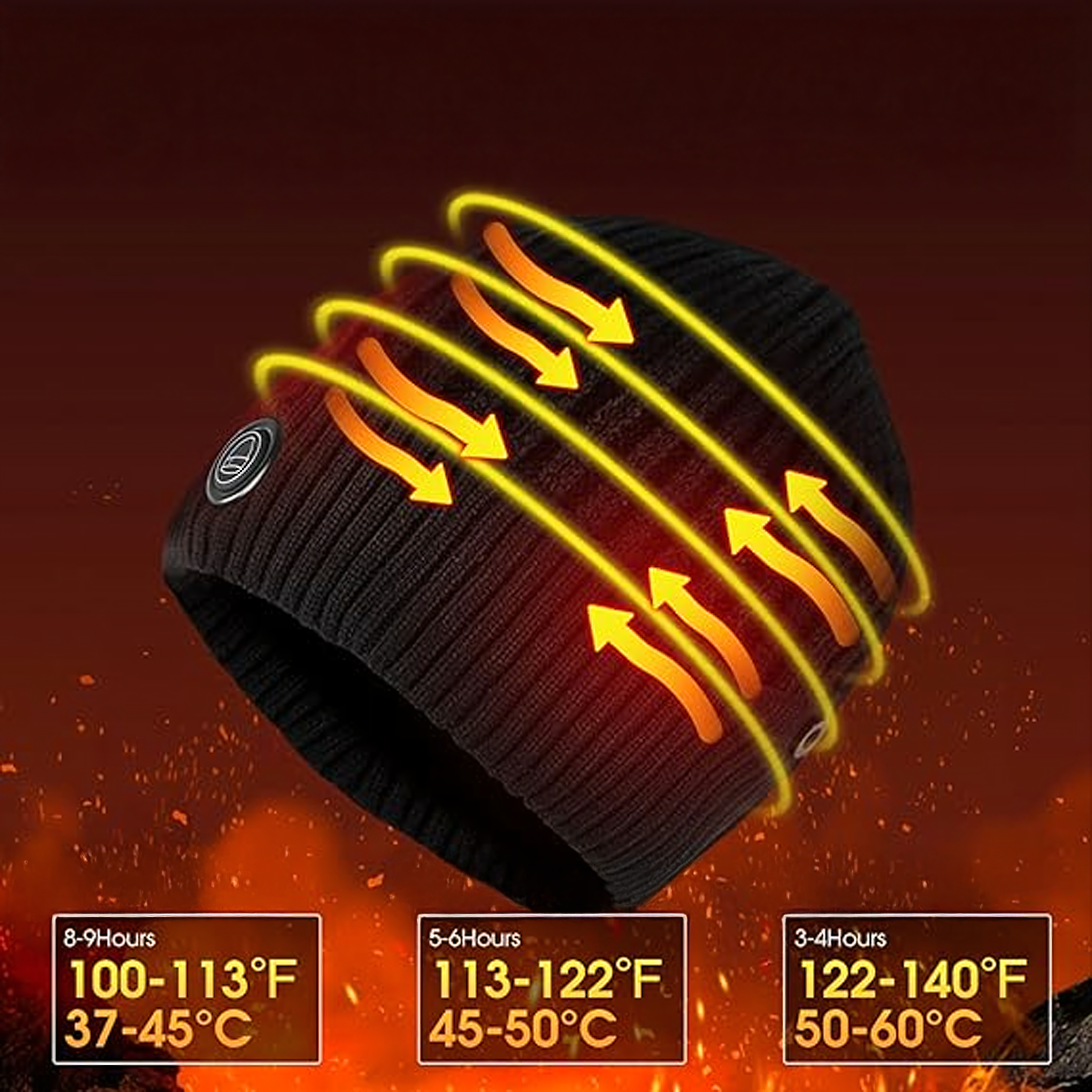 Czapka Grzewcza Beanie Ogrzewana Zimowa Ciepła Elektryczna + Powerbank - obrazek 3