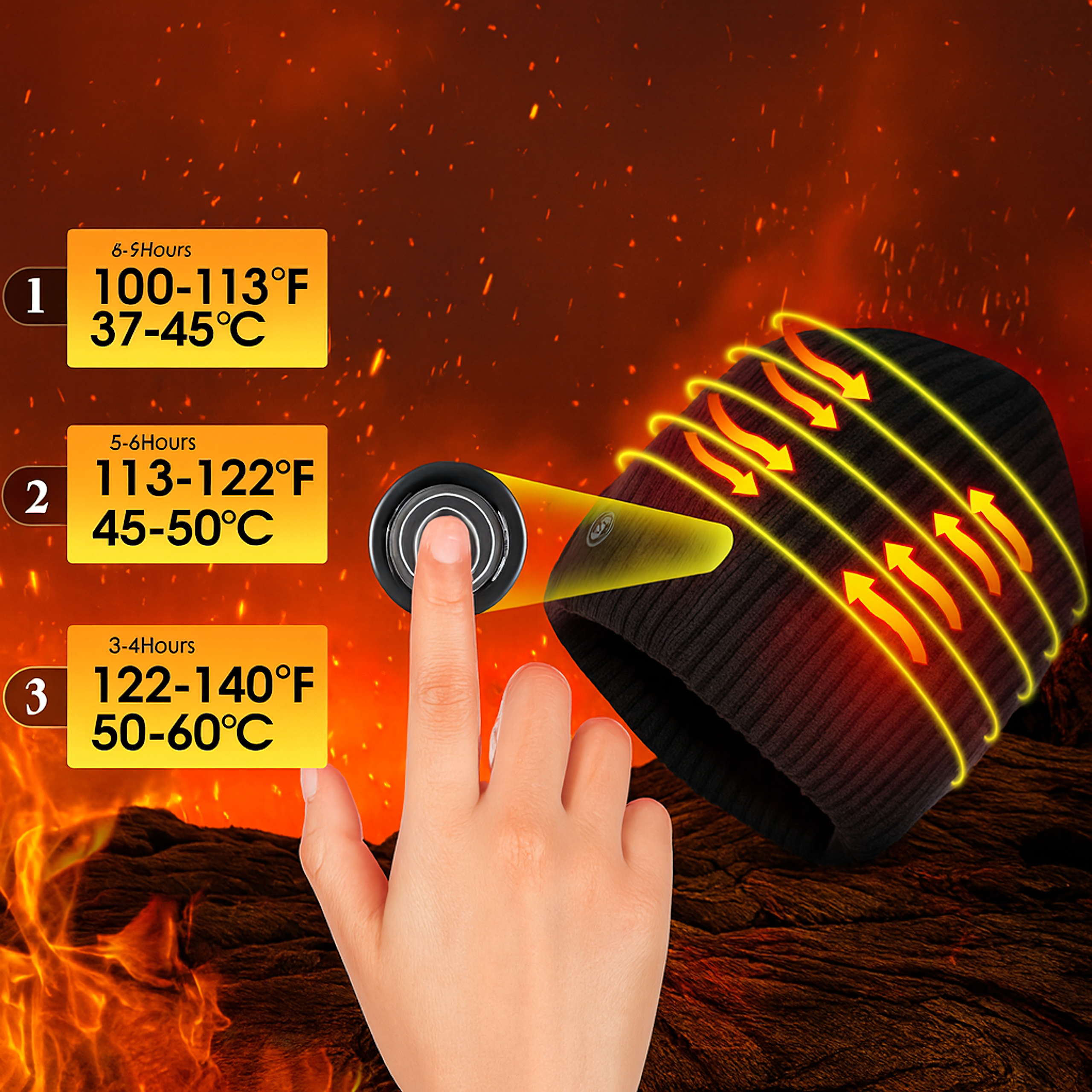 Czapka Grzewcza Beanie Ogrzewana Zimowa Ciepła Elektryczna + Powerbank - obrazek 9