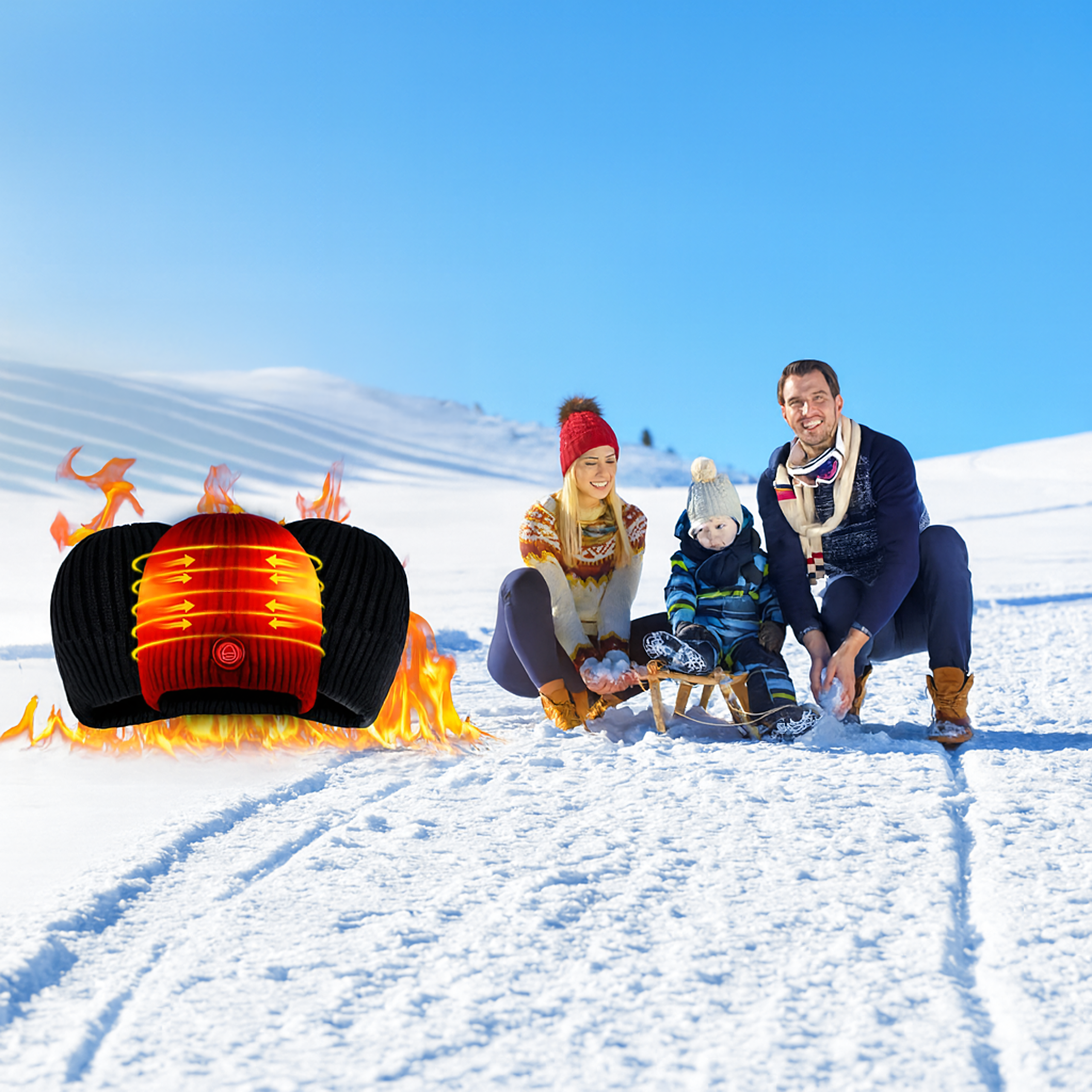 Czapka Grzewcza Beanie Ogrzewana Zimowa Ciepła Elektryczna + Powerbank - obrazek 10