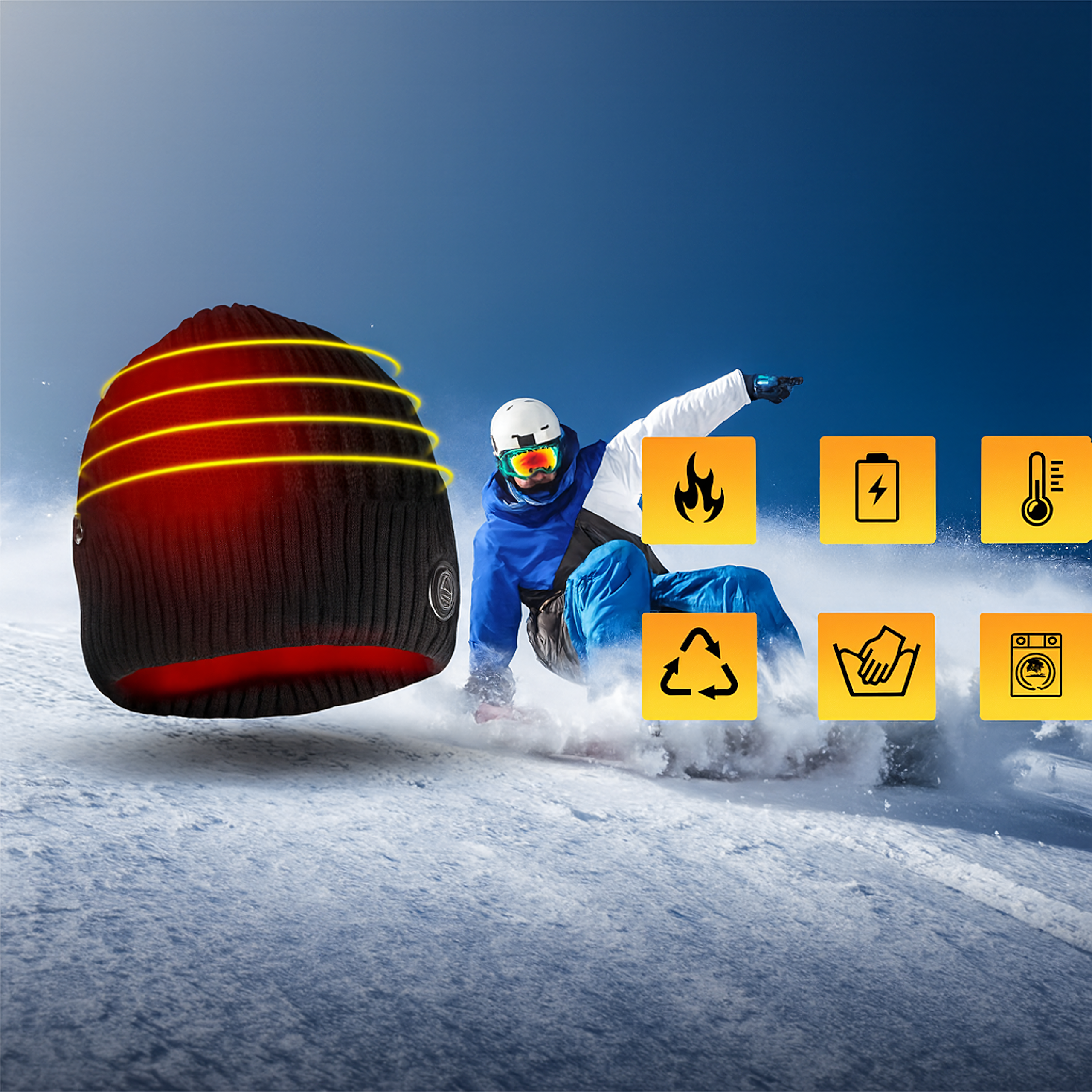 Czapka Grzewcza Beanie Ogrzewana Zimowa Ciepła Elektryczna + Powerbank - obrazek 11