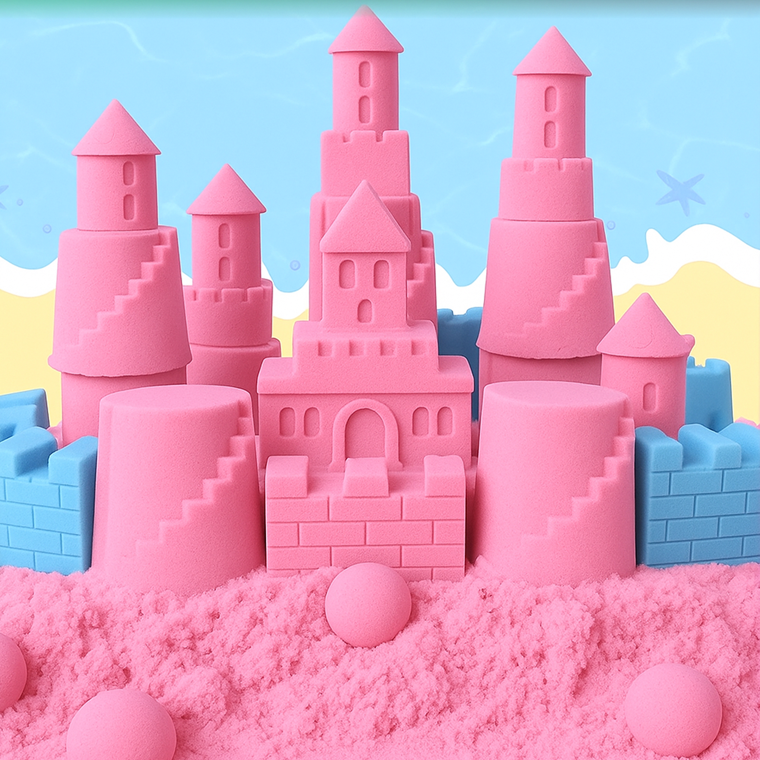 Piasek Kinetyczny 2,5kg Zestaw Foremki Zabawki Basen Piaskownica 45 Ele - obrazek 7