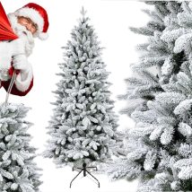 CHOINKA JAK PRAWDZIWA MOCNO OŚNIEŻONA JODŁA GĘSTA ŻYWA STOJAK 150CM PREMIUM