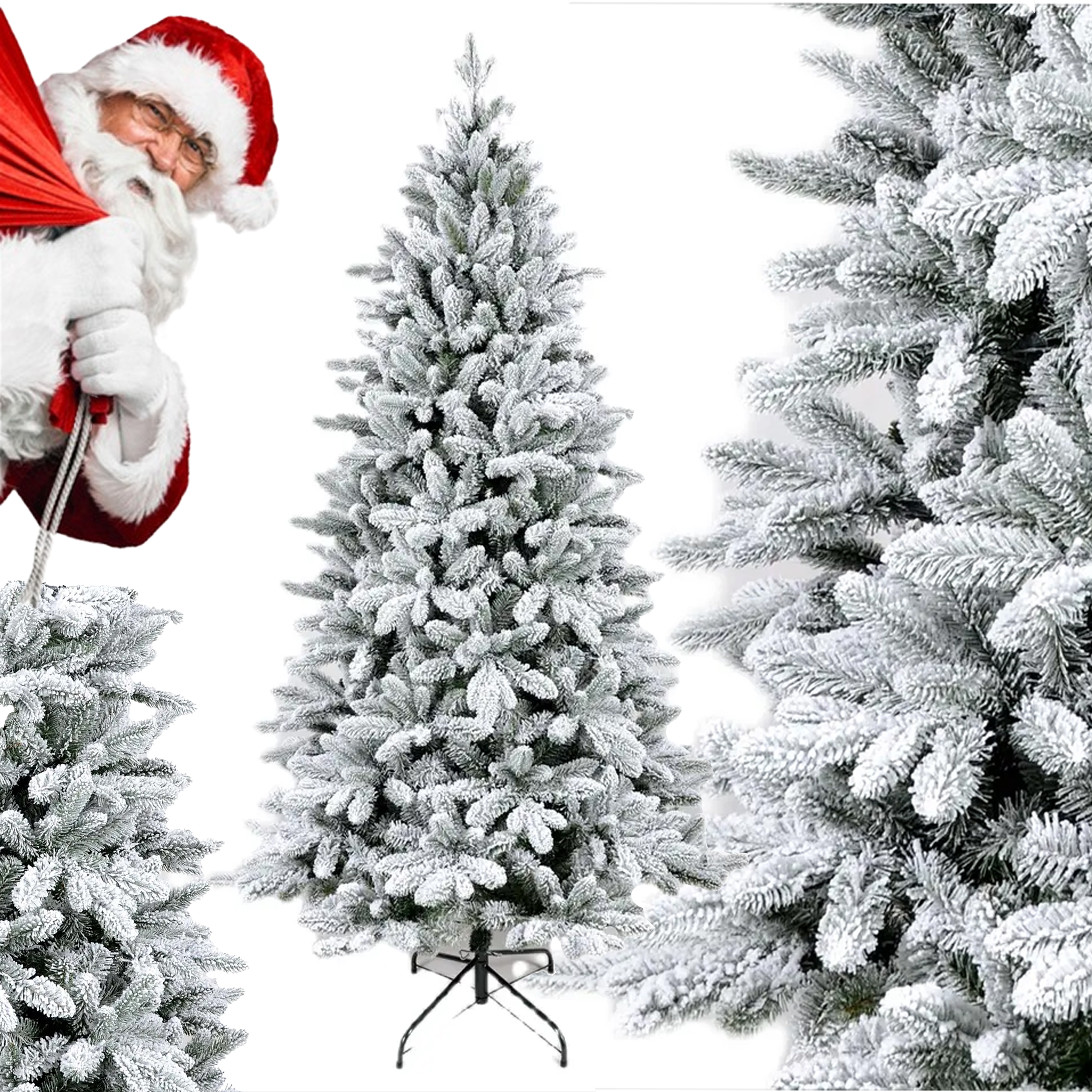 CHOINKA JAK PRAWDZIWA MOCNO OŚNIEŻONA JODŁA GĘSTA ŻYWA STOJAK 210CM PREMIUM - obrazek 5