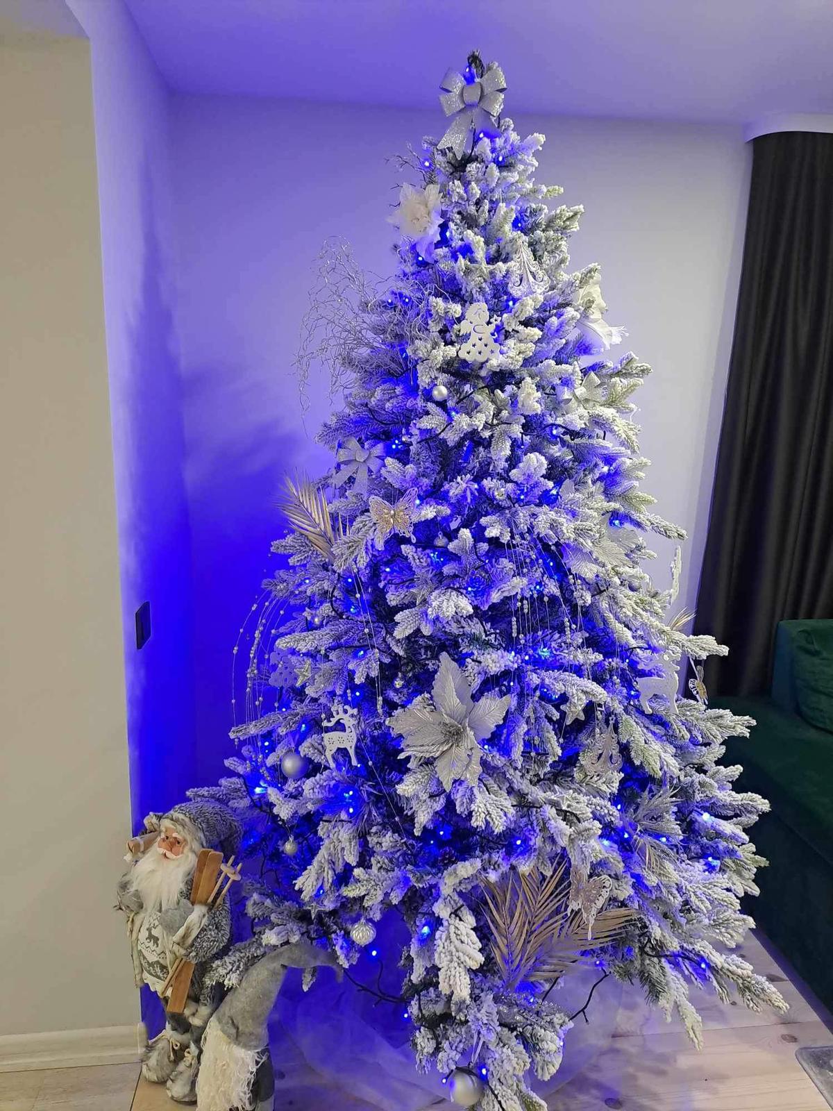 CHOINKA JAK PRAWDZIWA MOCNO OŚNIEŻONA JODŁA GĘSTA ŻYWA STOJAK 210CM PREMIUM - obrazek 8