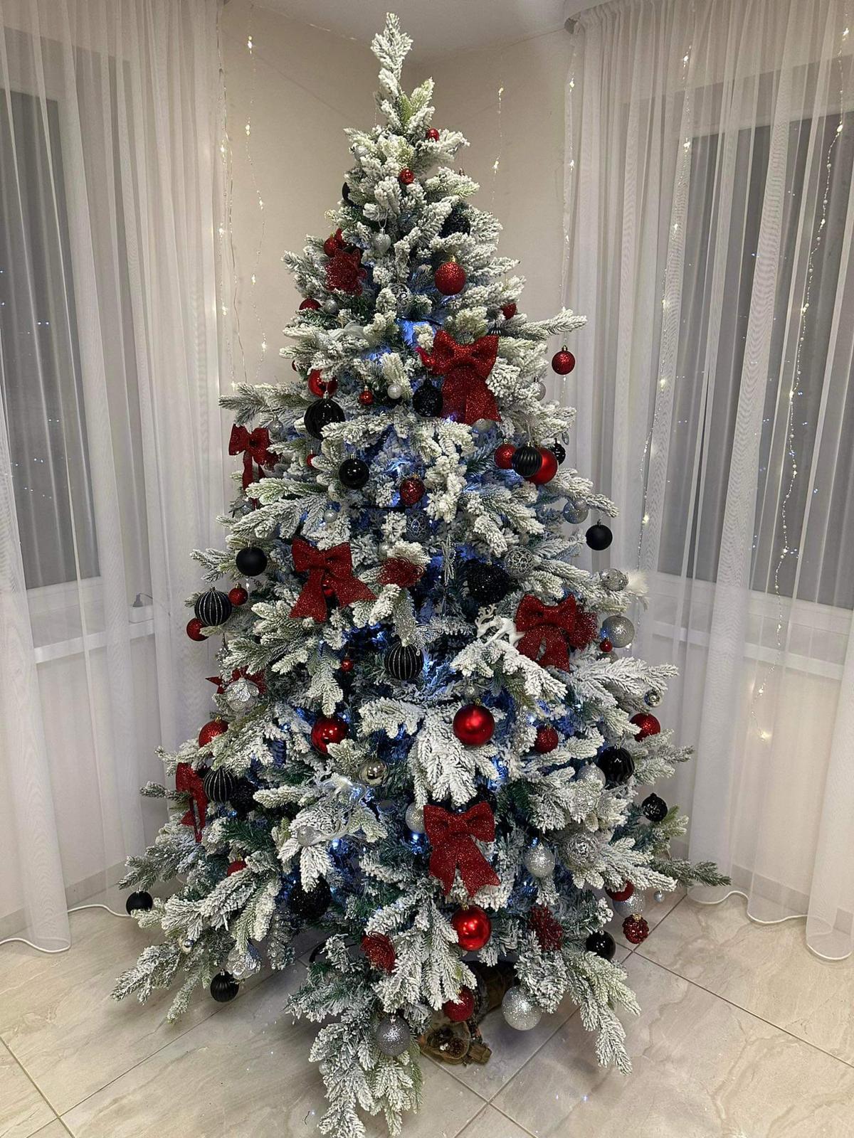 CHOINKA JAK PRAWDZIWA MOCNO OŚNIEŻONA JODŁA GĘSTA ŻYWA STOJAK 210CM PREMIUM - obrazek 9