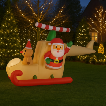 Święty Mikołaj w Saniach Latający Nadmuchiwany Dekoracja Świąteczna 160cm