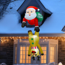 Dmuchany Święty Mikołaj z Reniferm 2,1m Ozdoba Świąteczna Podświetlenie Led