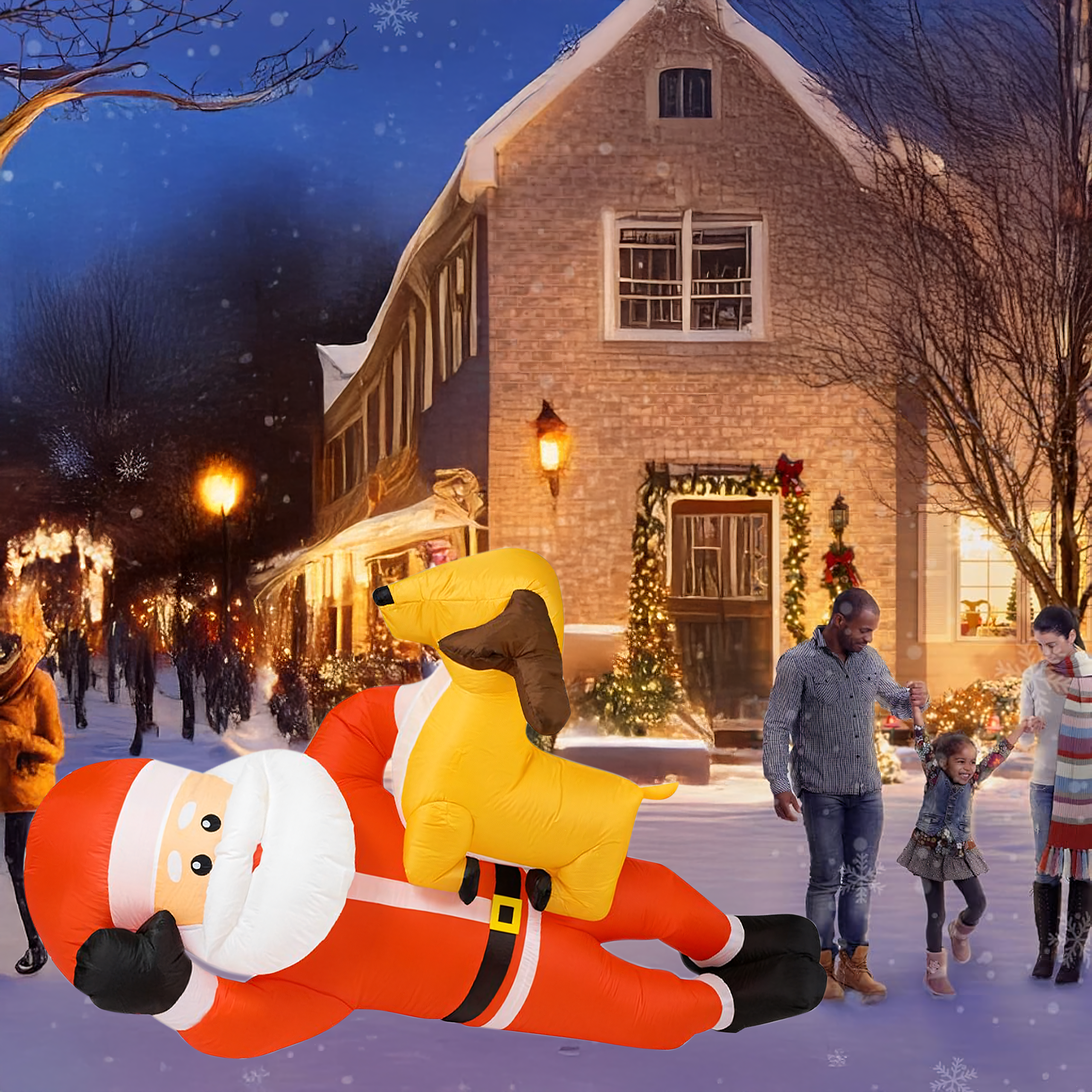 Dmuchany Święty Mikołaj z Reniferm 210cm Świąteczny Podświetlenie Led XXL - obrazek 11