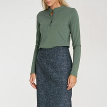 Spódnica Ołówkowa spódnica z dekoracyjnym zamkiem SP85 Navy Melange – Nife