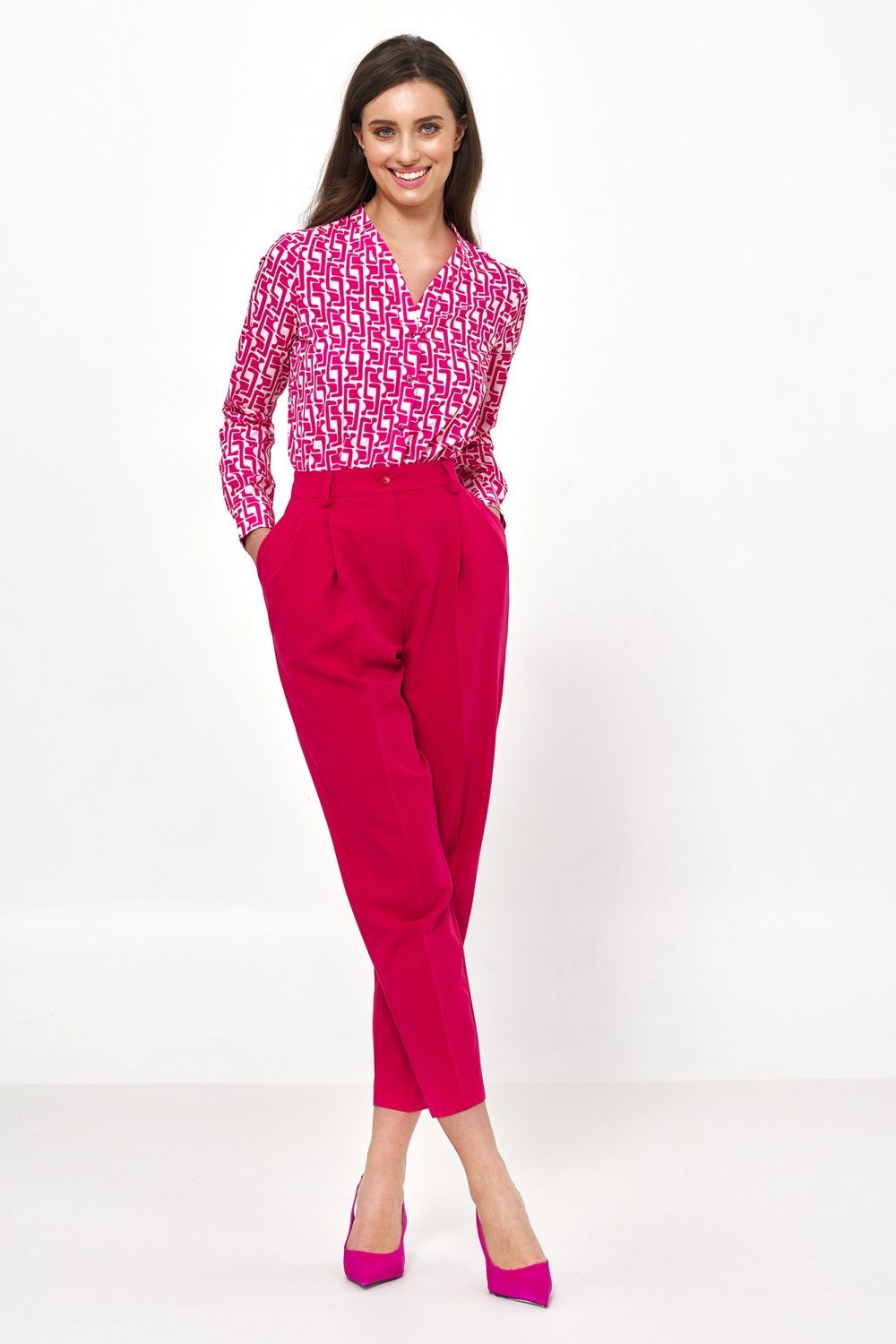 Elegancka bluzka z długim rękawem we wzór B150 Wzór - Nife - obrazek 3