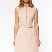Sukienka Beżowa elegancka sukienka bez rękawów S200 Beige – Nife