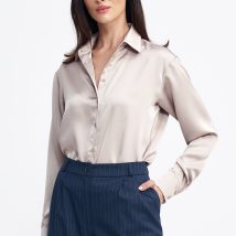 Satynowa koszula body K80 Beige – Nife