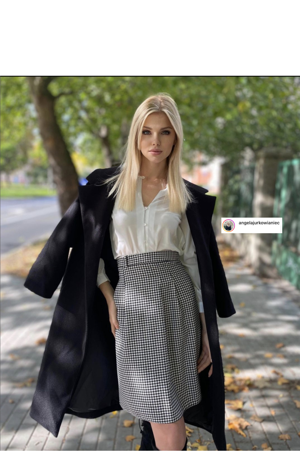 Spódnica Rozszerzona spódnica w pepitkę SP80 Pepitka - Nife - obrazek 5