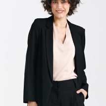 Marynarka lniana dłuższa Z55 Black – Nife