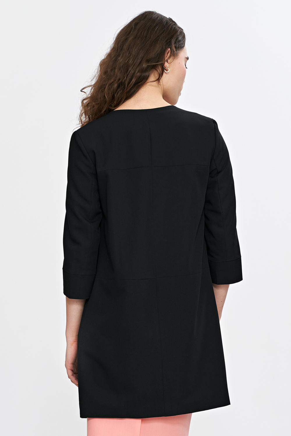 Dłuższa marynarka z przeszyciami z rękawem 3/4 Z80 Black - Nife - obrazek 4