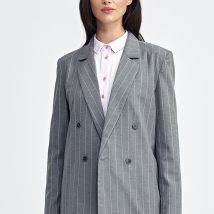 Marynarka oversize dwurzędowa prążek Z71 Grey – Nife