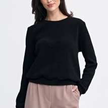 Bluza z dzianiny prążkowanej z długim rękawem BL08 Black – Nife