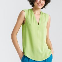 Bluzka bez rękawów z dekoltem V B161 Limonka – Nife