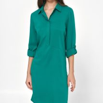 Sukienka Zielona sukienka oversize z podwijanym rękawem S226 Green – Nife