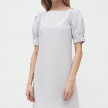 Sukienka Szara sukienka z bufiastymi rękawami S166 Grey – Nife