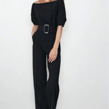 Czarny kombinezon z paskiem KM36 Black – Nife